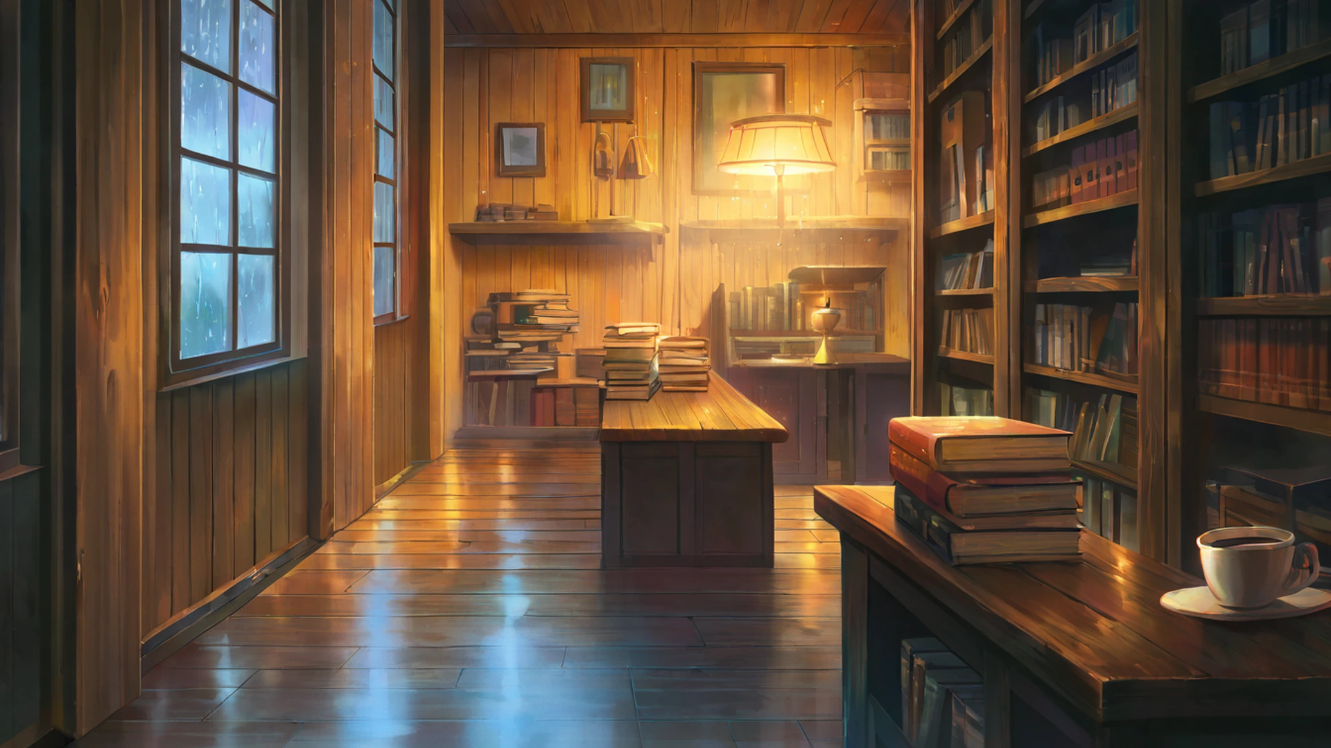 cozy bookshop lofi wallpaper