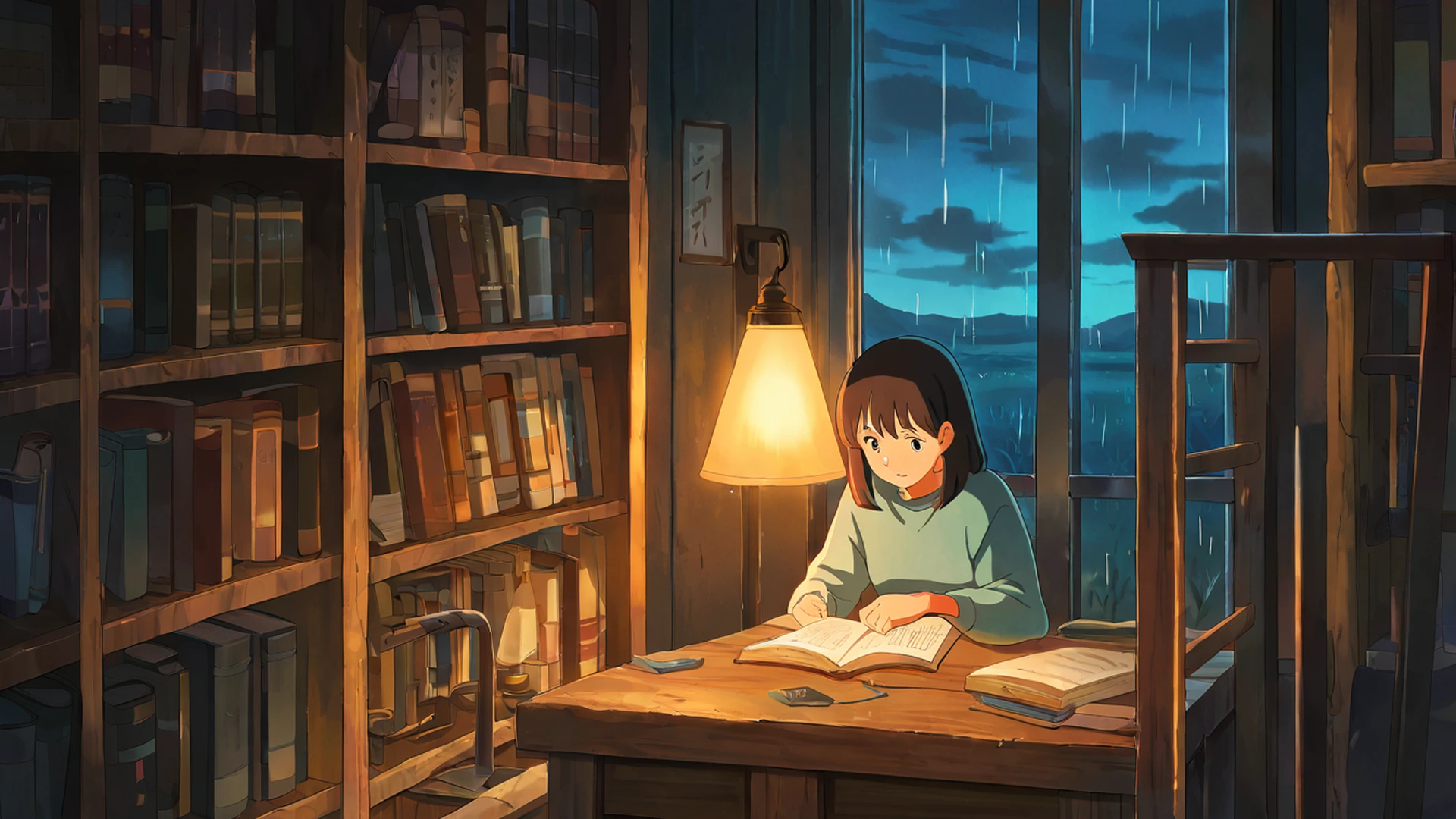 cozy bookshop lofi wallpaper