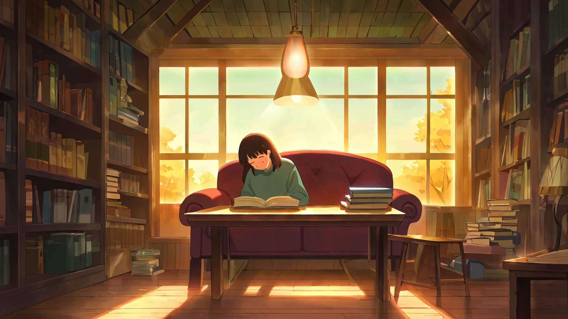 cozy bookshop lofi wallpaper