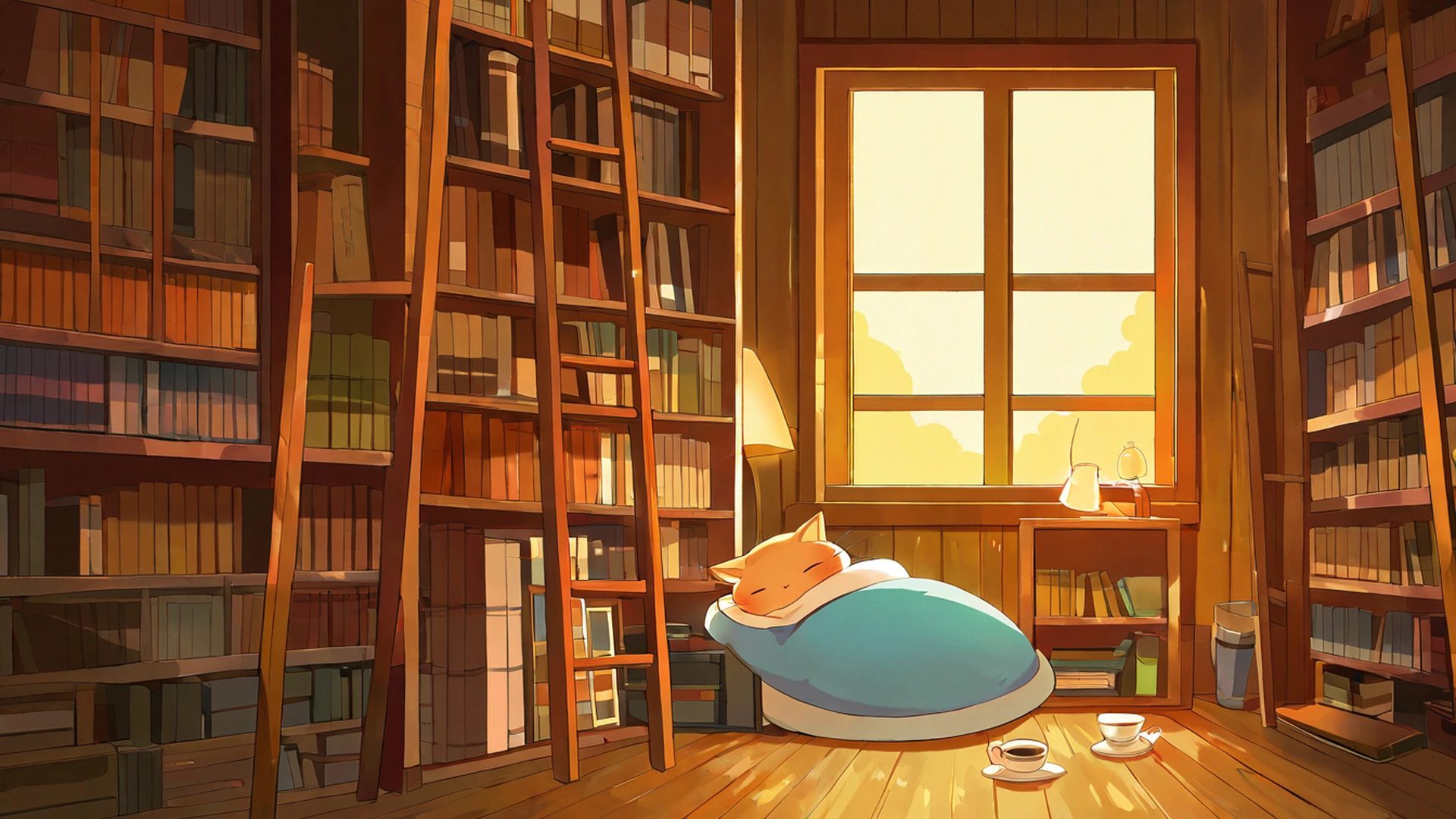 cozy bookshop lofi wallpaper