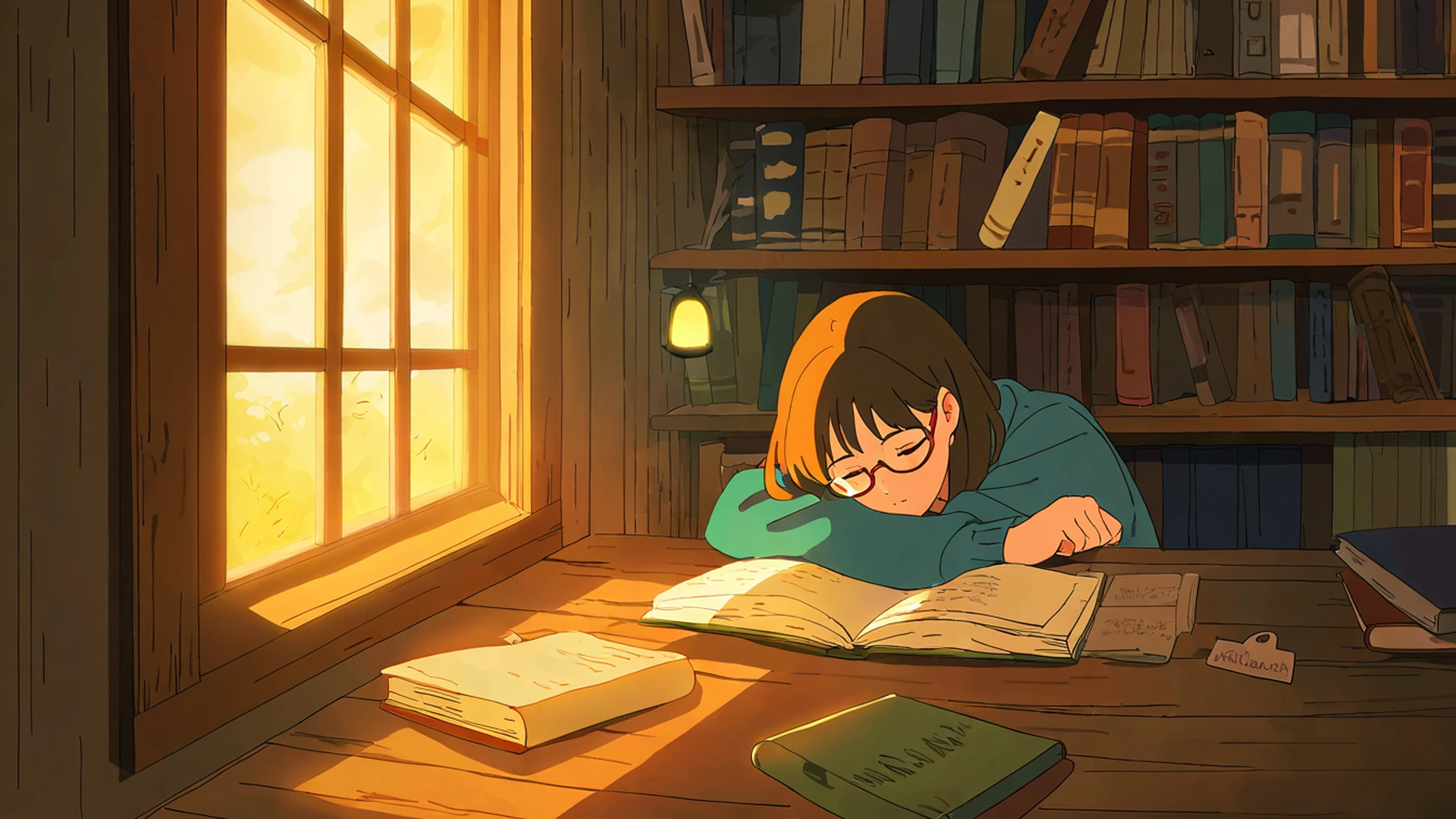 cozy bookshop lofi wallpaper