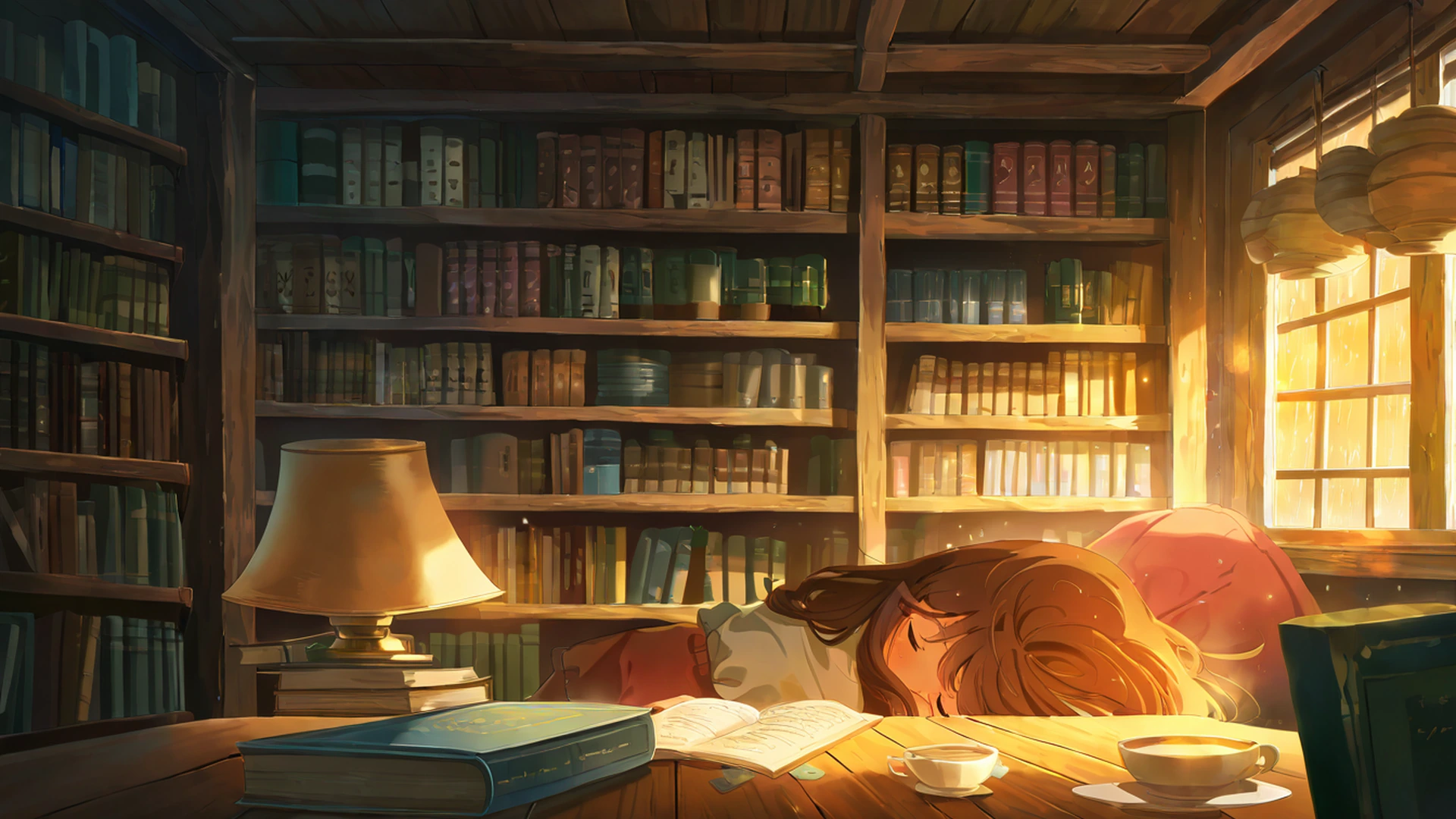 cozy bookshop lofi wallpaper