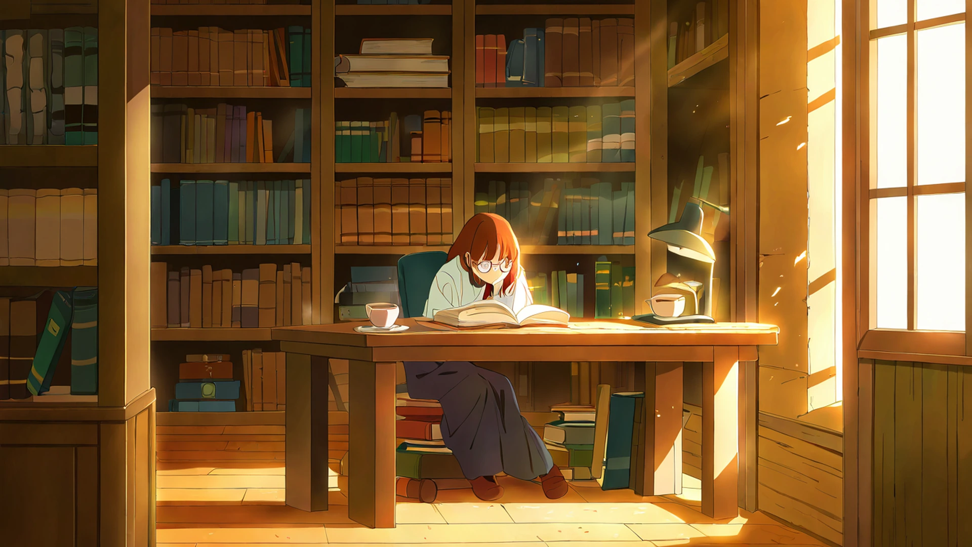 cozy bookshop lofi wallpaper