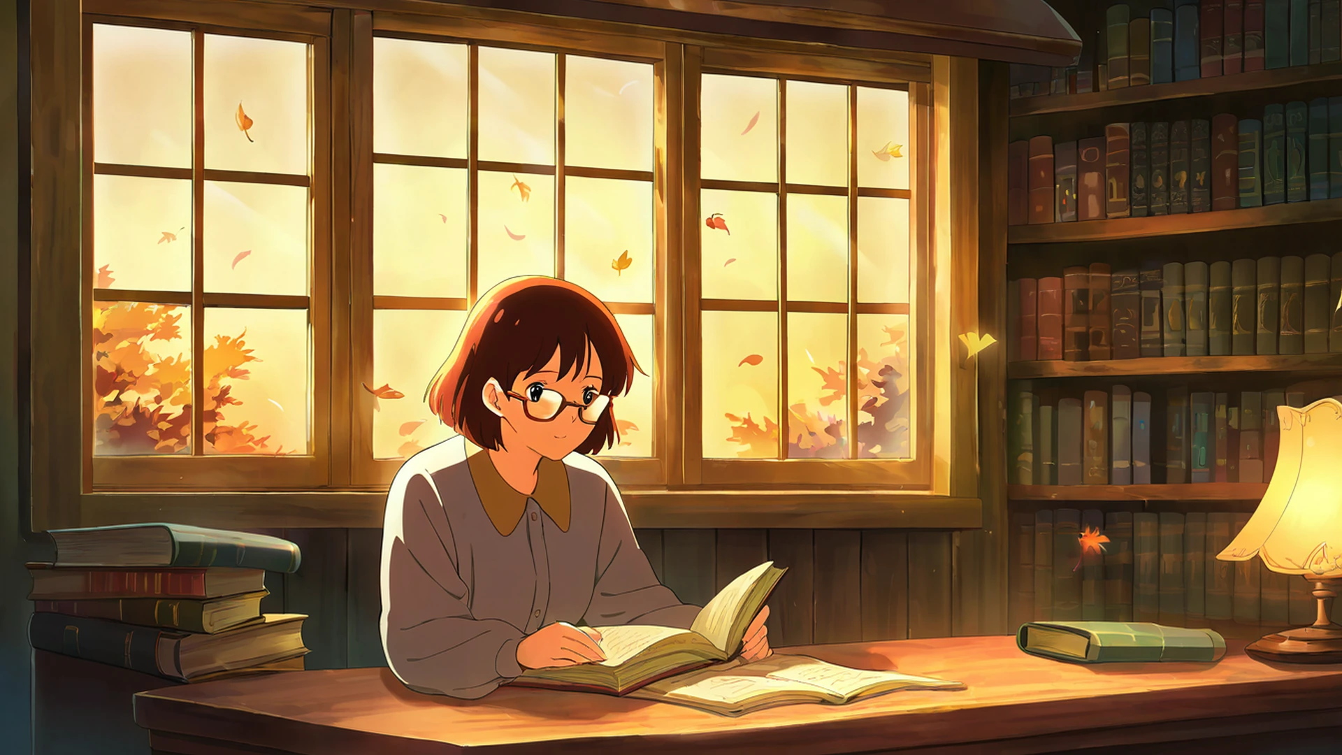 cozy bookshop lofi wallpaper