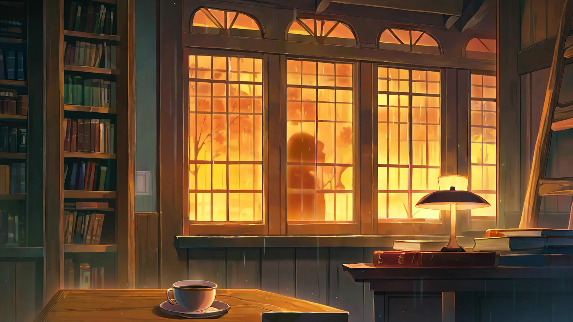 cozy bookshop lofi wallpaper