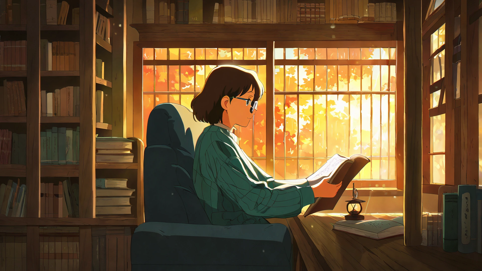 cozy bookshop lofi wallpaper