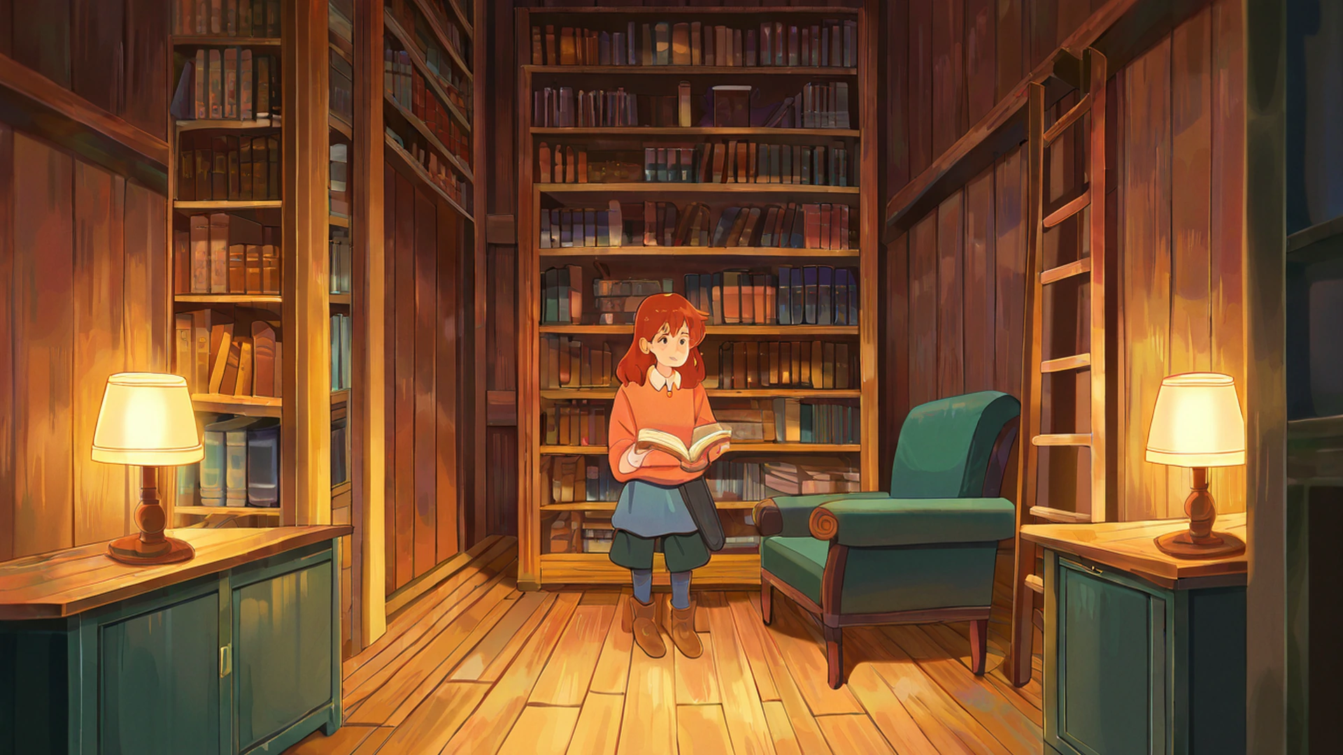 cozy bookshop lofi wallpaper
