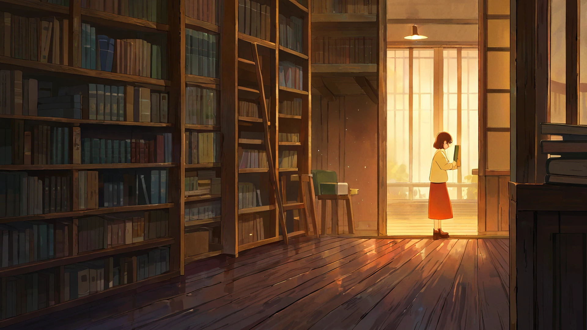 cozy bookshop lofi wallpaper