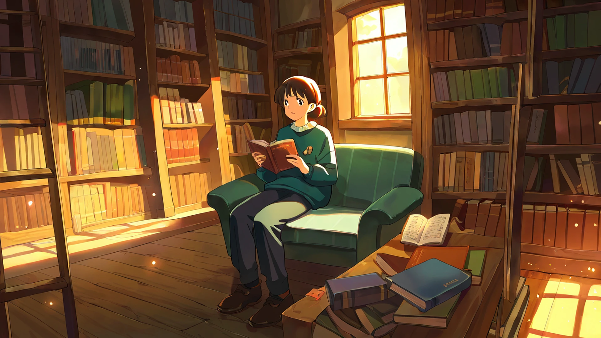 cozy bookshop lofi wallpaper