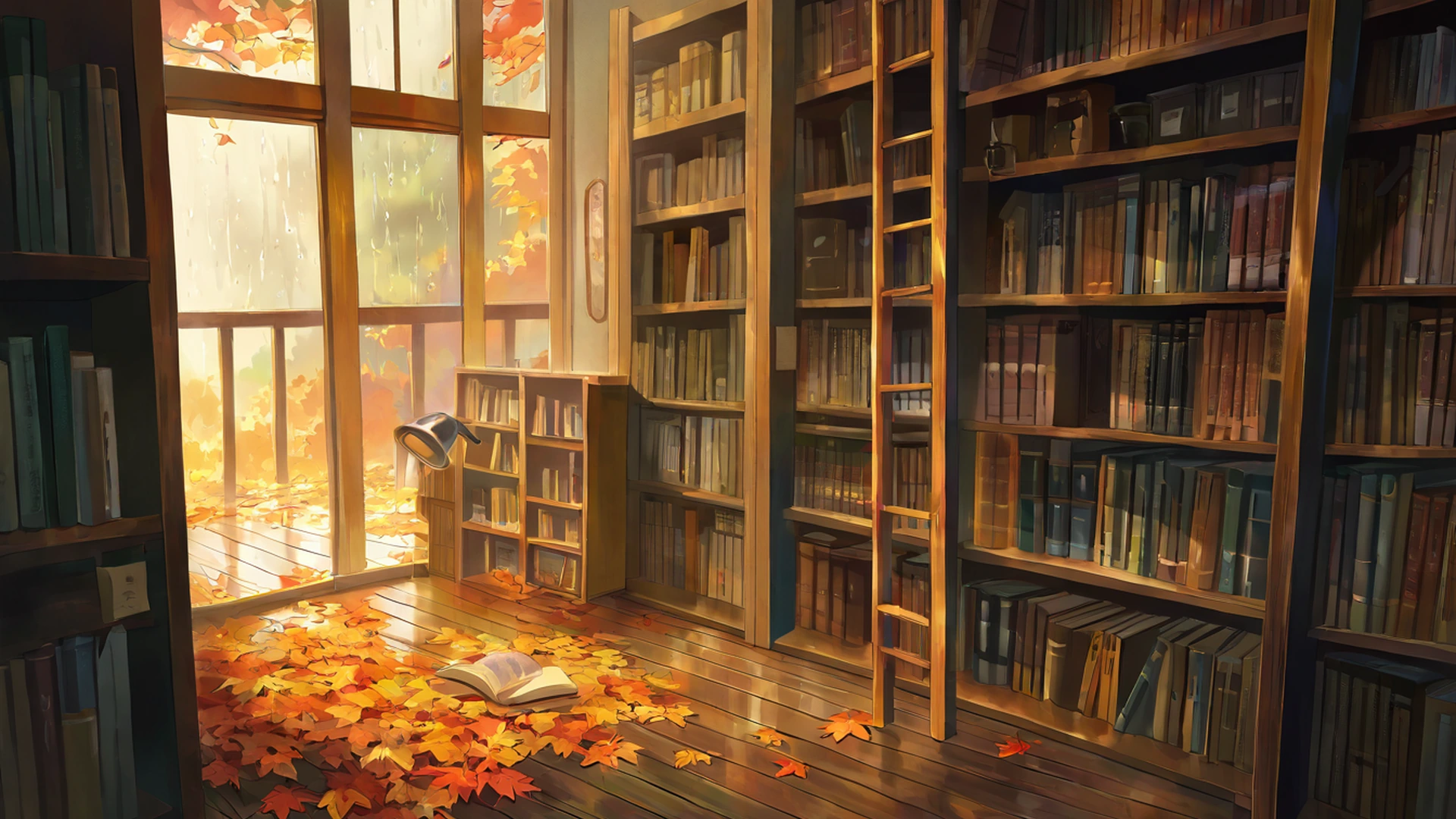 cozy bookshop lofi wallpaper