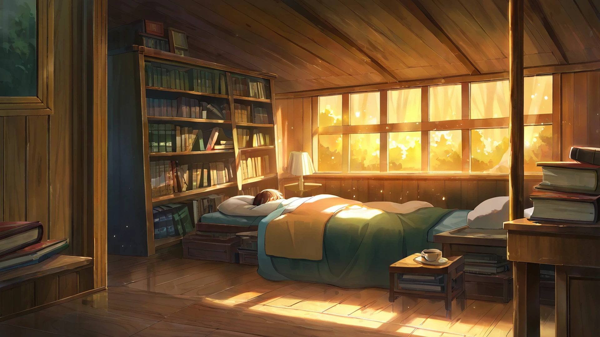 cozy bookshop lofi wallpaper