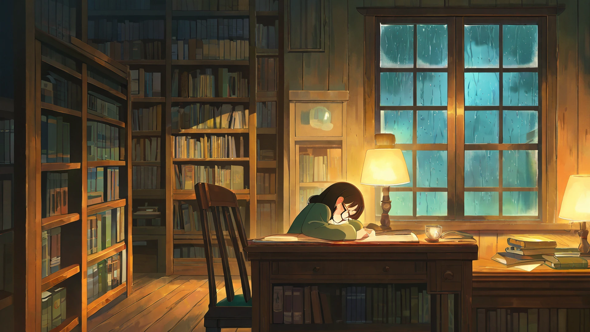 cozy bookshop lofi wallpaper