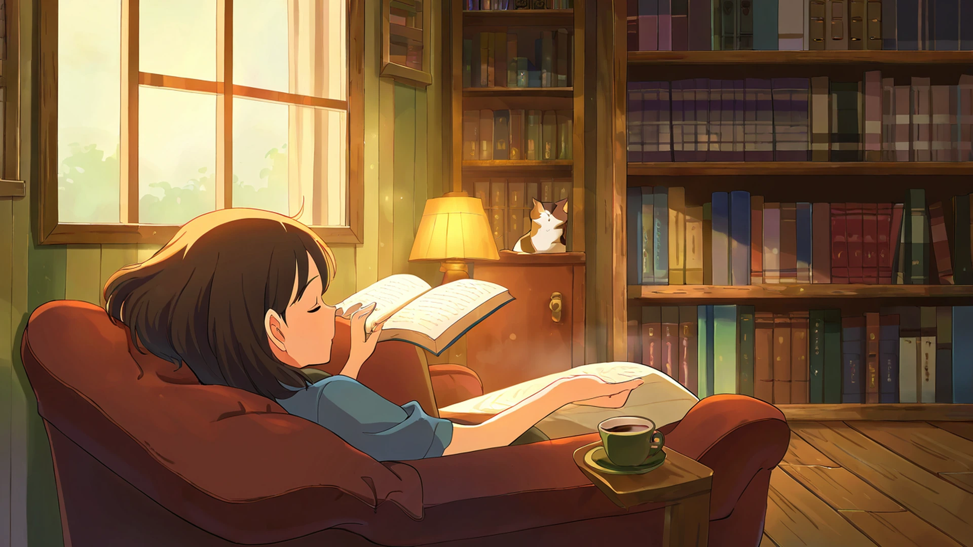 cozy bookshop lofi wallpaper