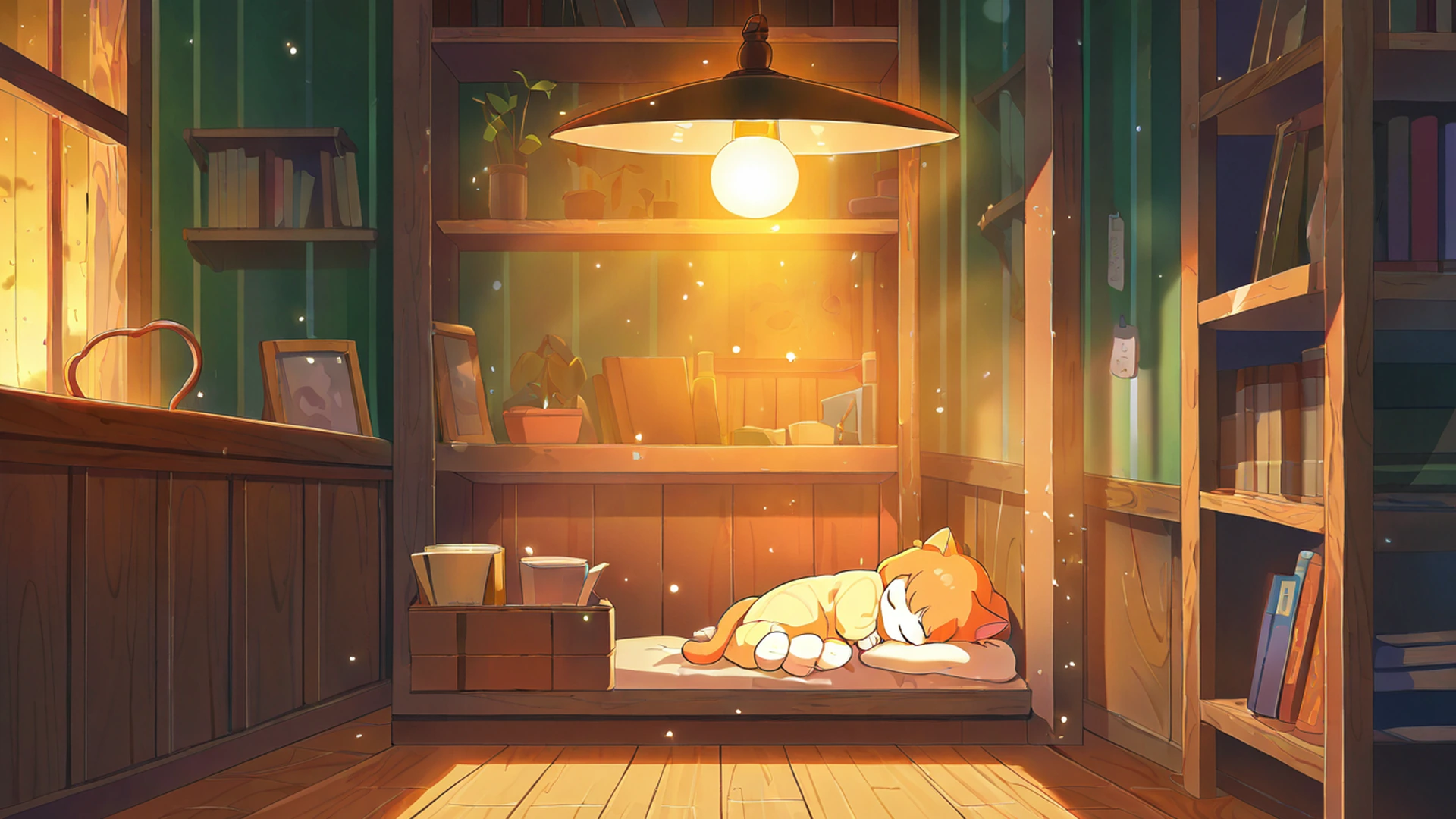 cozy bookshop lofi wallpaper