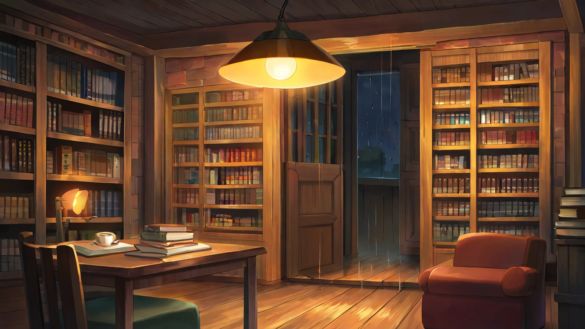 cozy bookshop lofi wallpaper