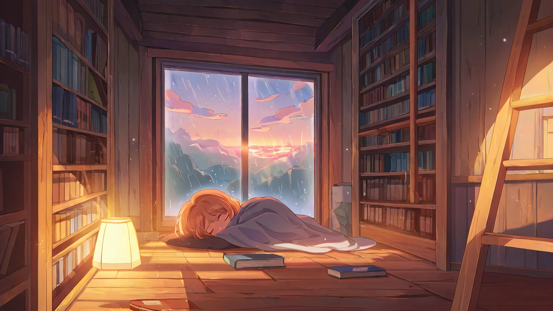 cozy bookshop lofi wallpaper