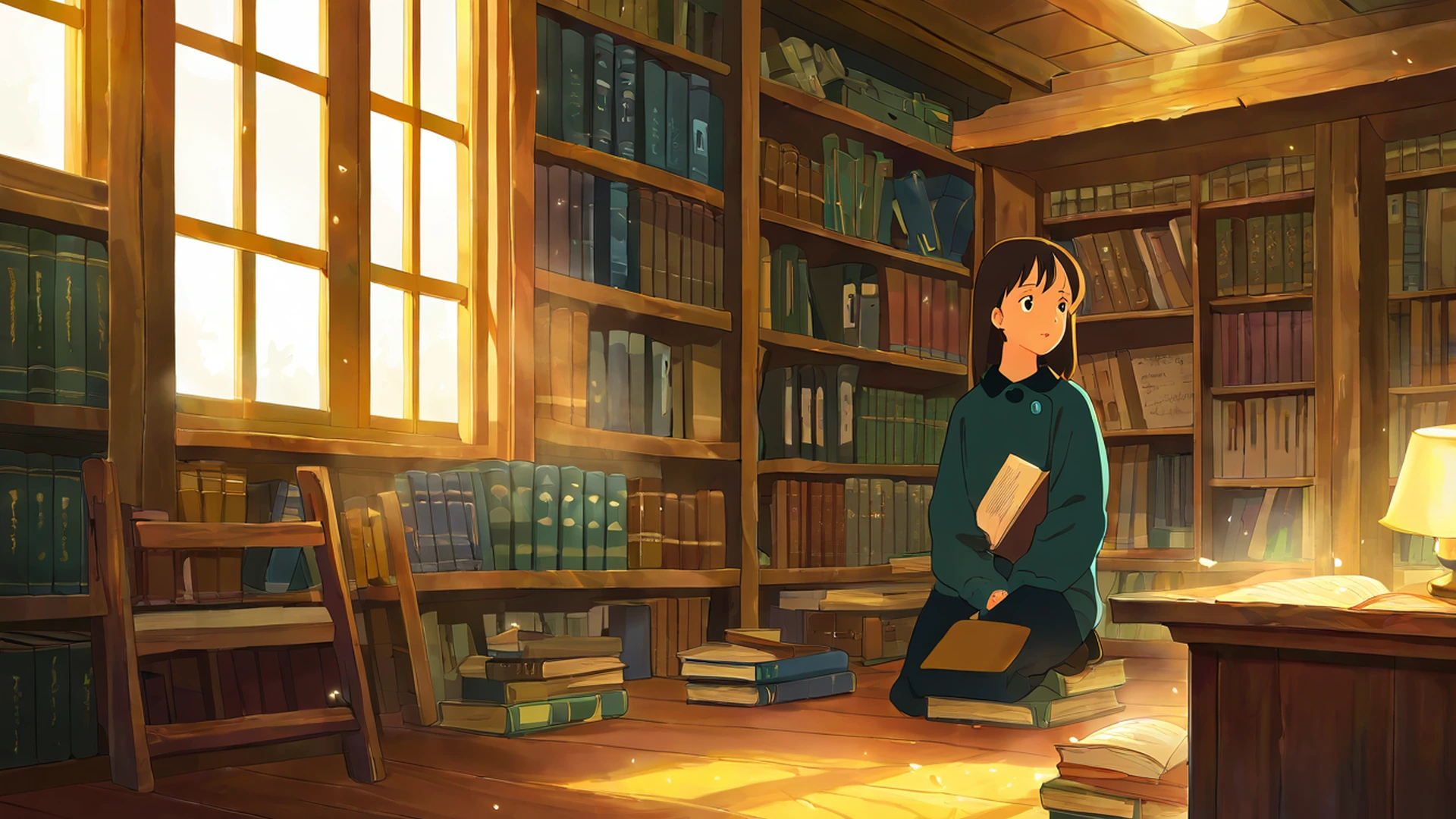 cozy bookshop lofi wallpaper