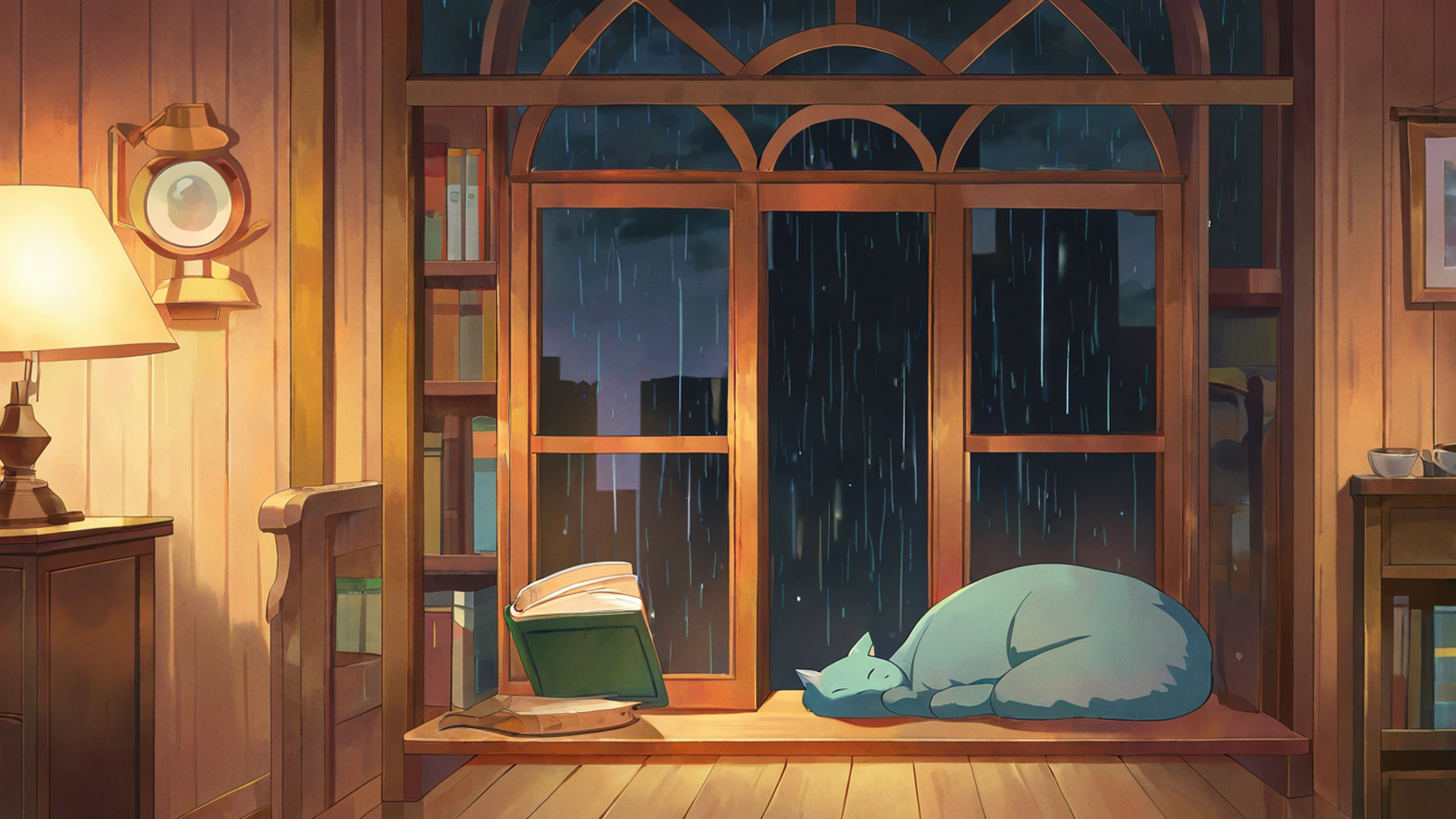 cozy bookshop lofi wallpaper