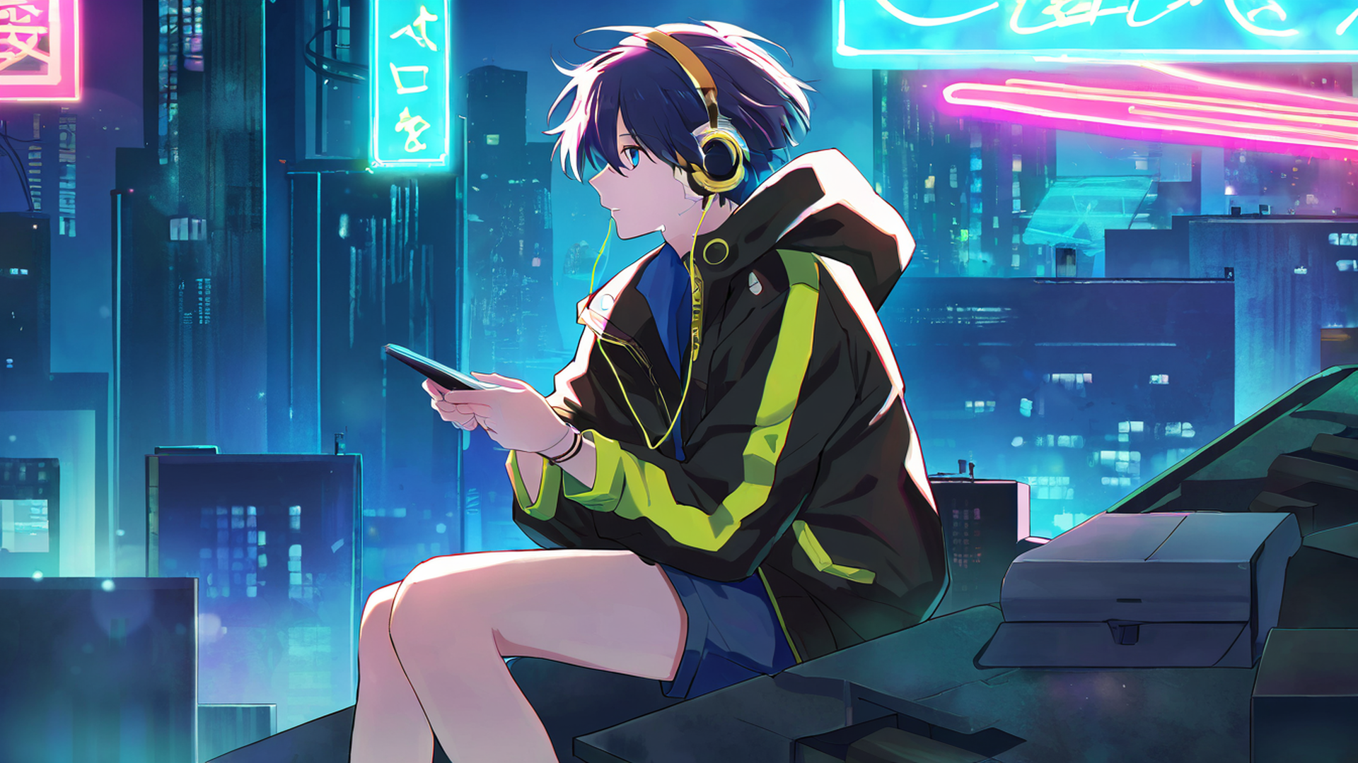 Cyberpunk Boy Rooftop Cyberpunk Boy Rooftop 0331559638 lofi anime wallpaper free download