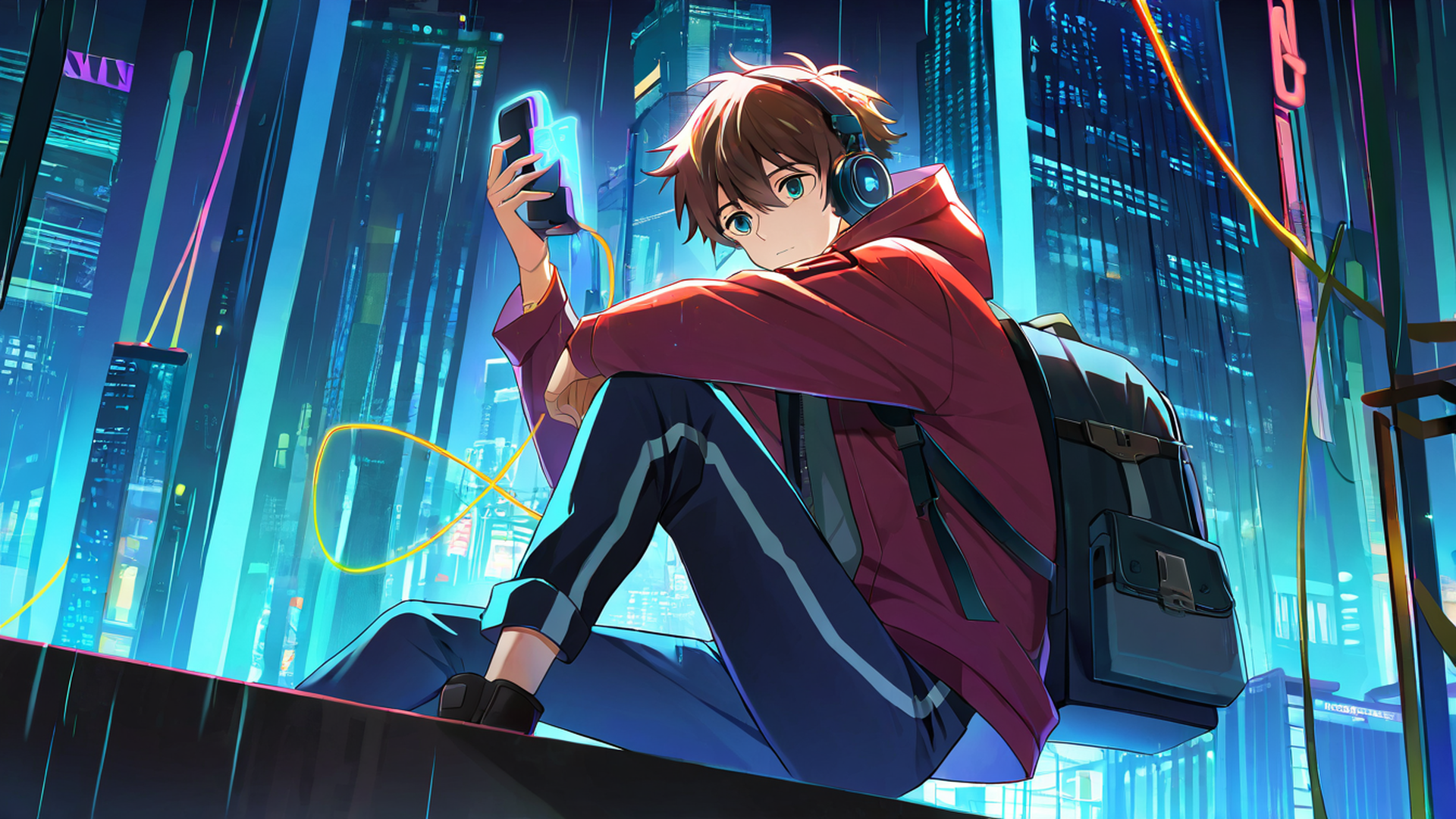 Cyberpunk Boy Rooftop Cyberpunk Boy Rooftop 0475584882 lofi anime wallpaper free download