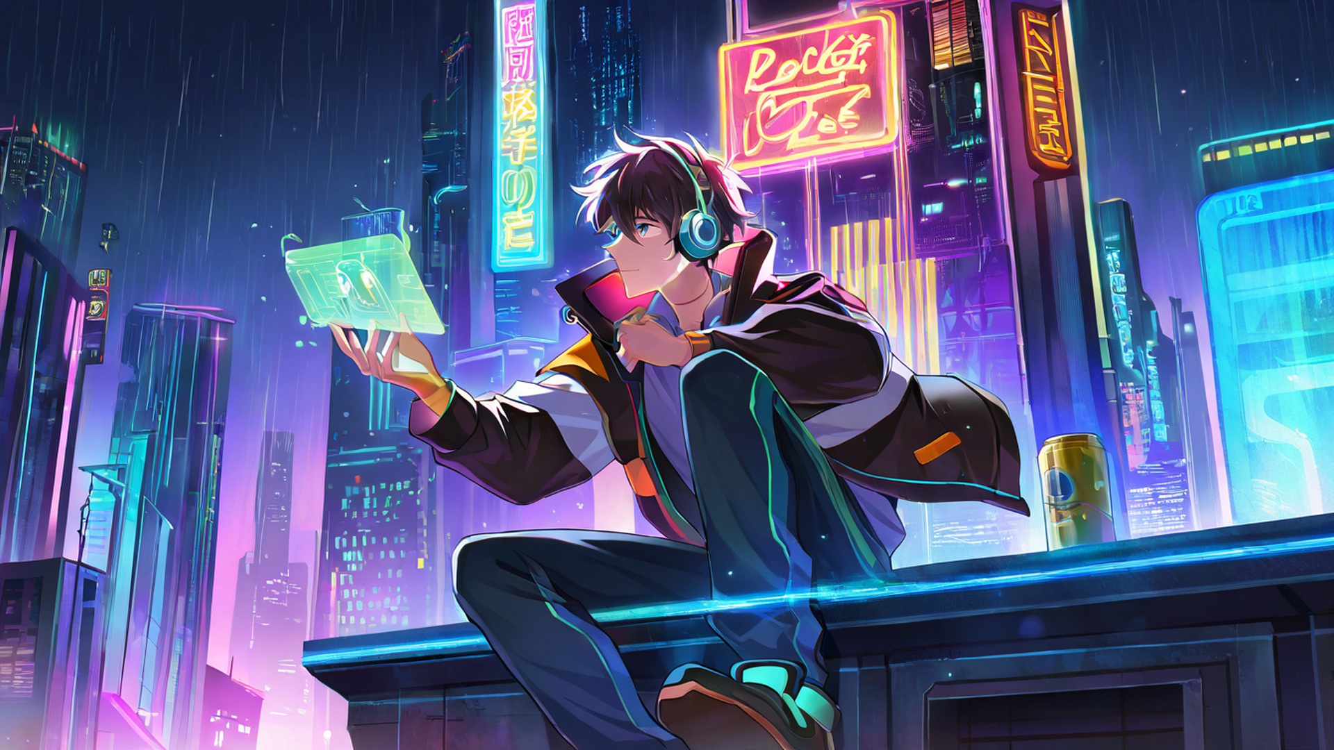 Cyberpunk Boy Rooftop Cyberpunk Boy Rooftop 1728368809 lofi anime wallpaper free download
