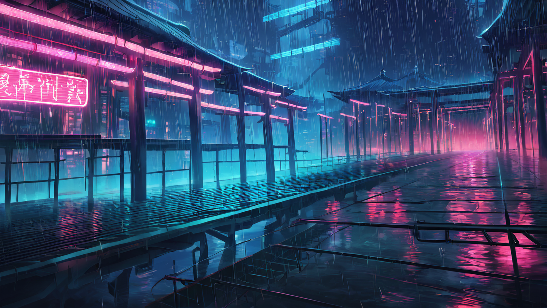 Cyberpunk Bridge Cyberpunk Bridge 0678578111 lofi anime wallpaper free download