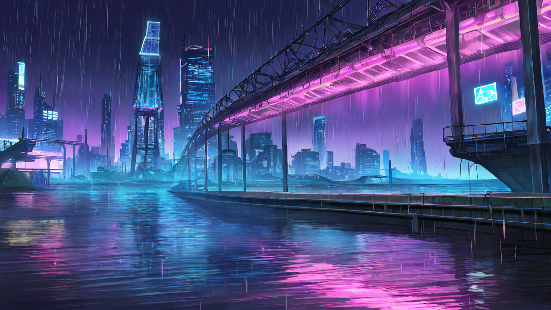Cyberpunk Bridge Cyberpunk Bridge 0731620735 lofi anime wallpaper free download
