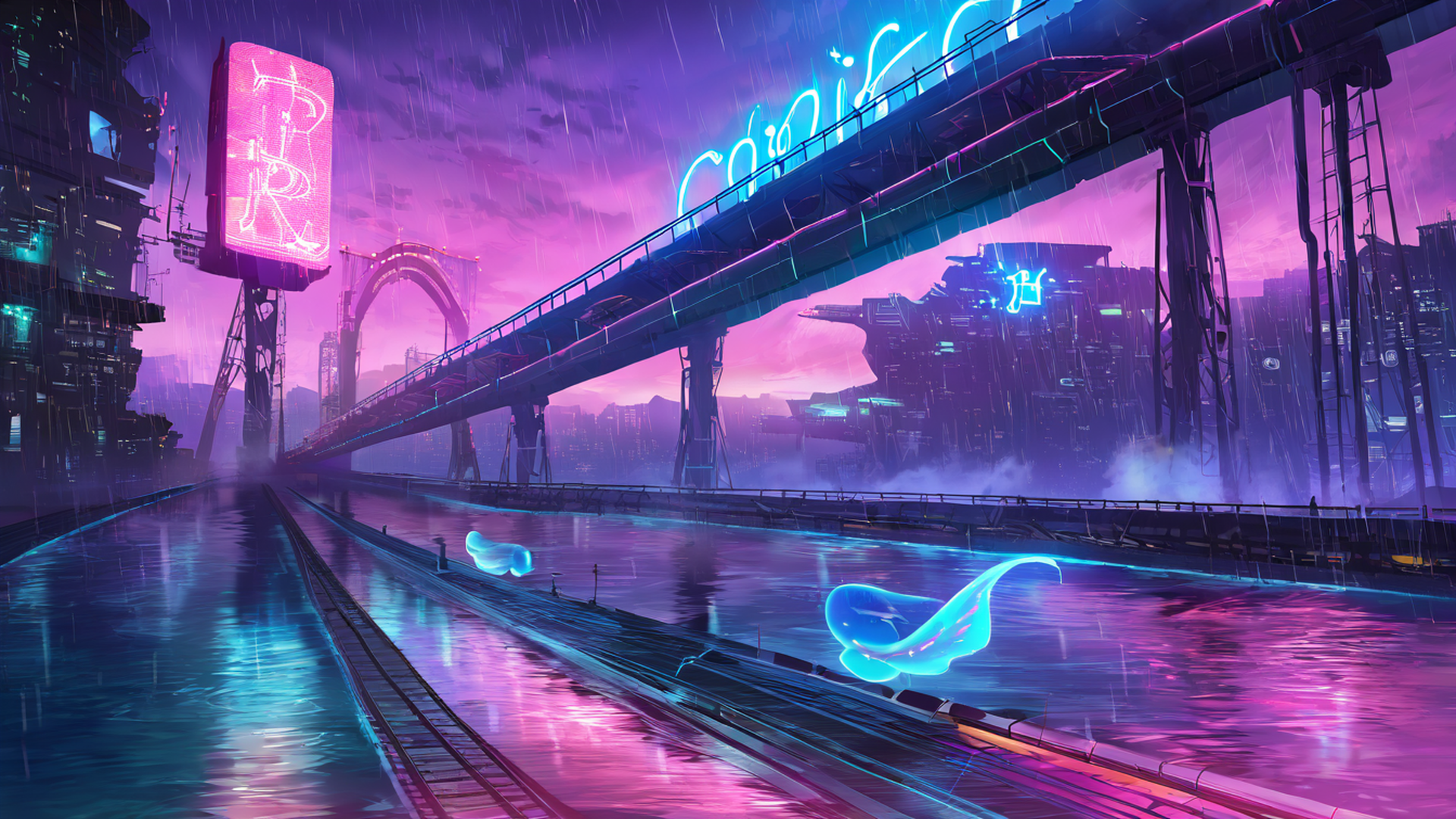 Cyberpunk Bridge Cyberpunk Bridge 1100163433 lofi anime wallpaper free download
