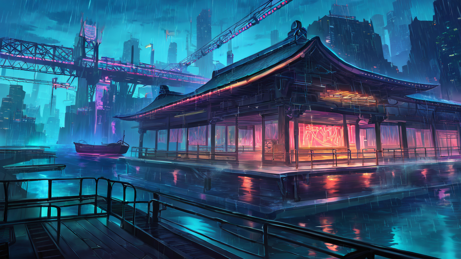 Cyberpunk Bridge Cyberpunk Bridge 1206588958 lofi anime wallpaper free download