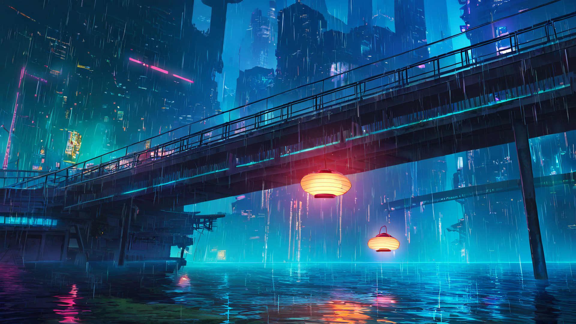 Cyberpunk Bridge Cyberpunk Bridge 2118925261 lofi anime wallpaper free download