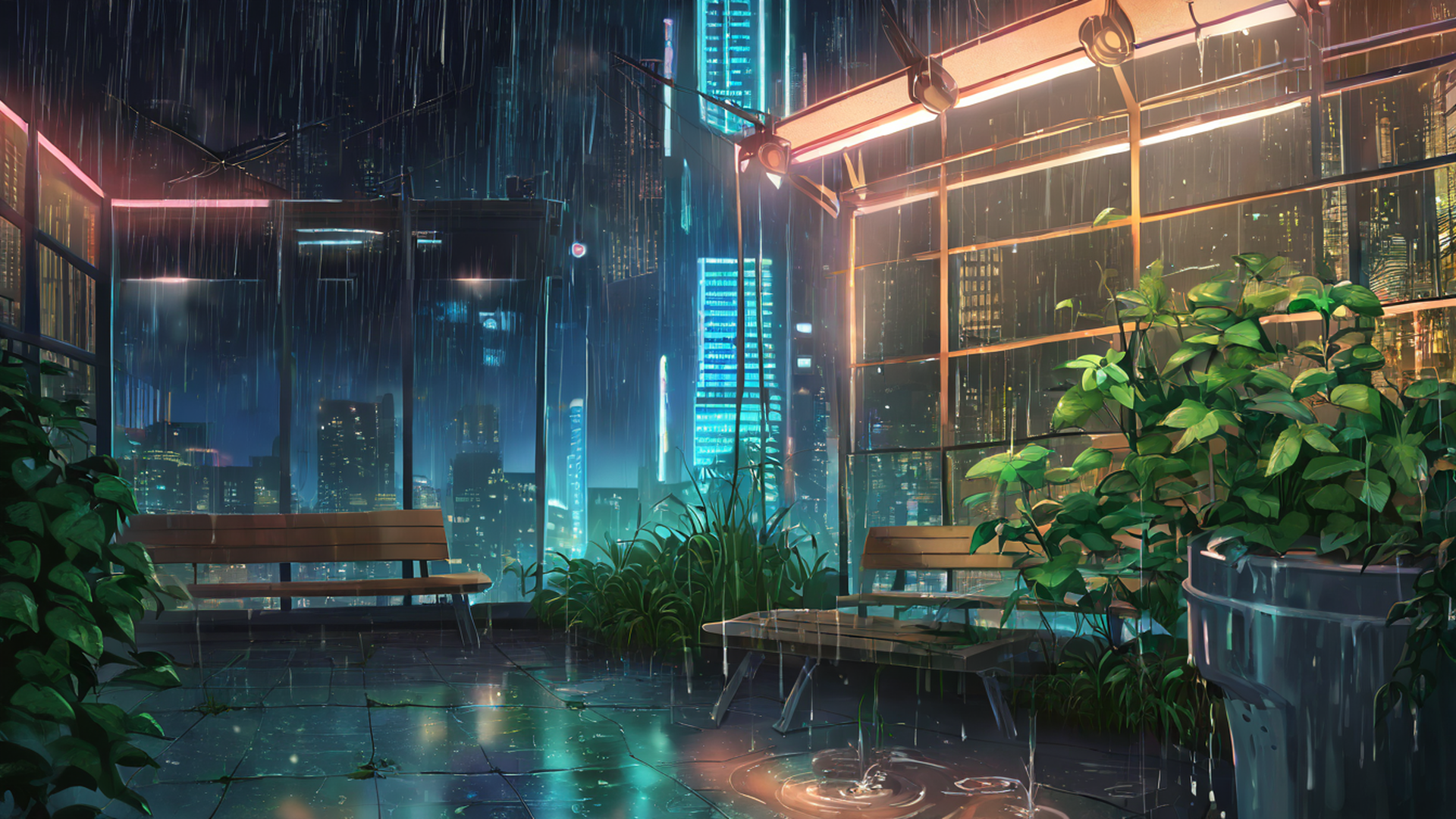 Cyberpunk Garden Cyberpunk Garden 0176222978 lofi anime wallpaper free download