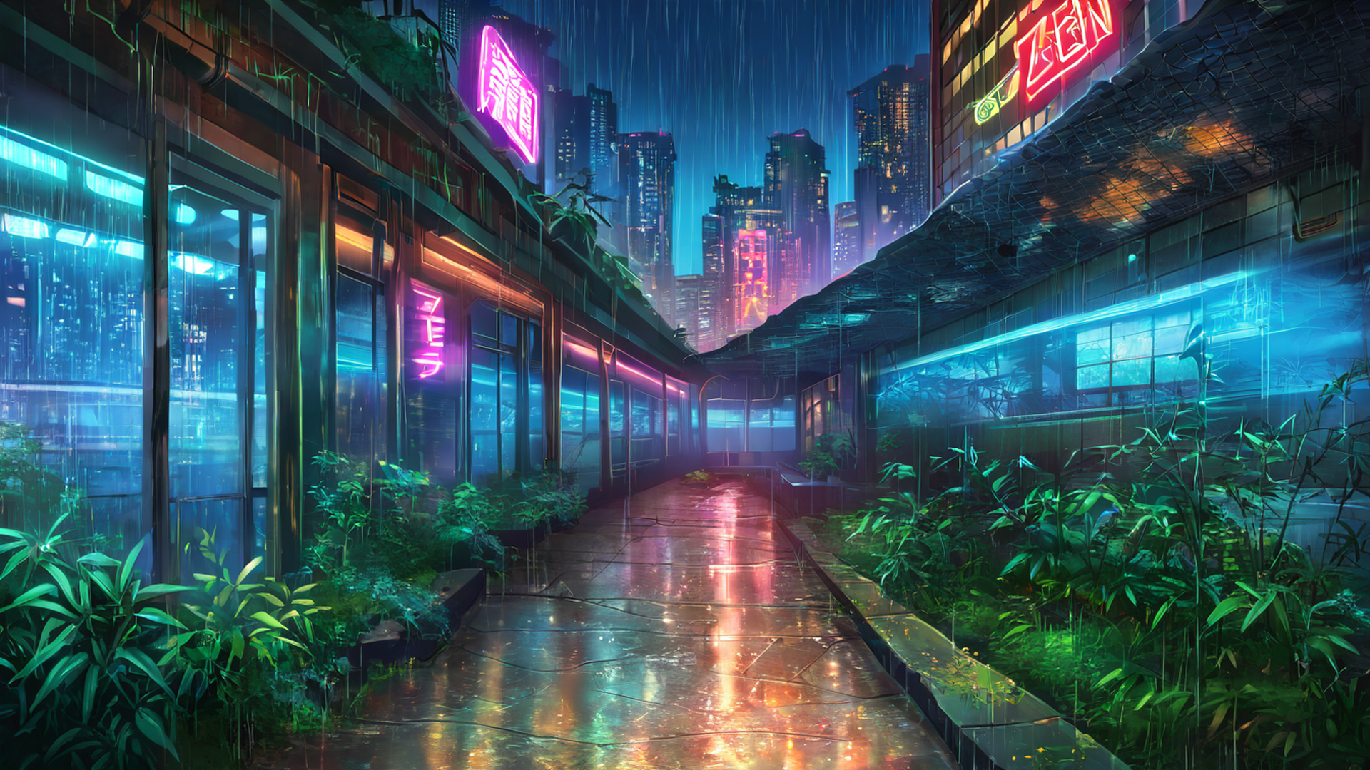 Cyberpunk Garden Cyberpunk Garden 0473655623 lofi anime wallpaper free download
