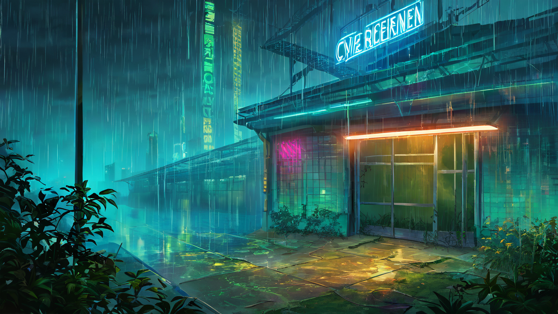 Cyberpunk Garden Cyberpunk Garden 0608420393 lofi anime wallpaper free download