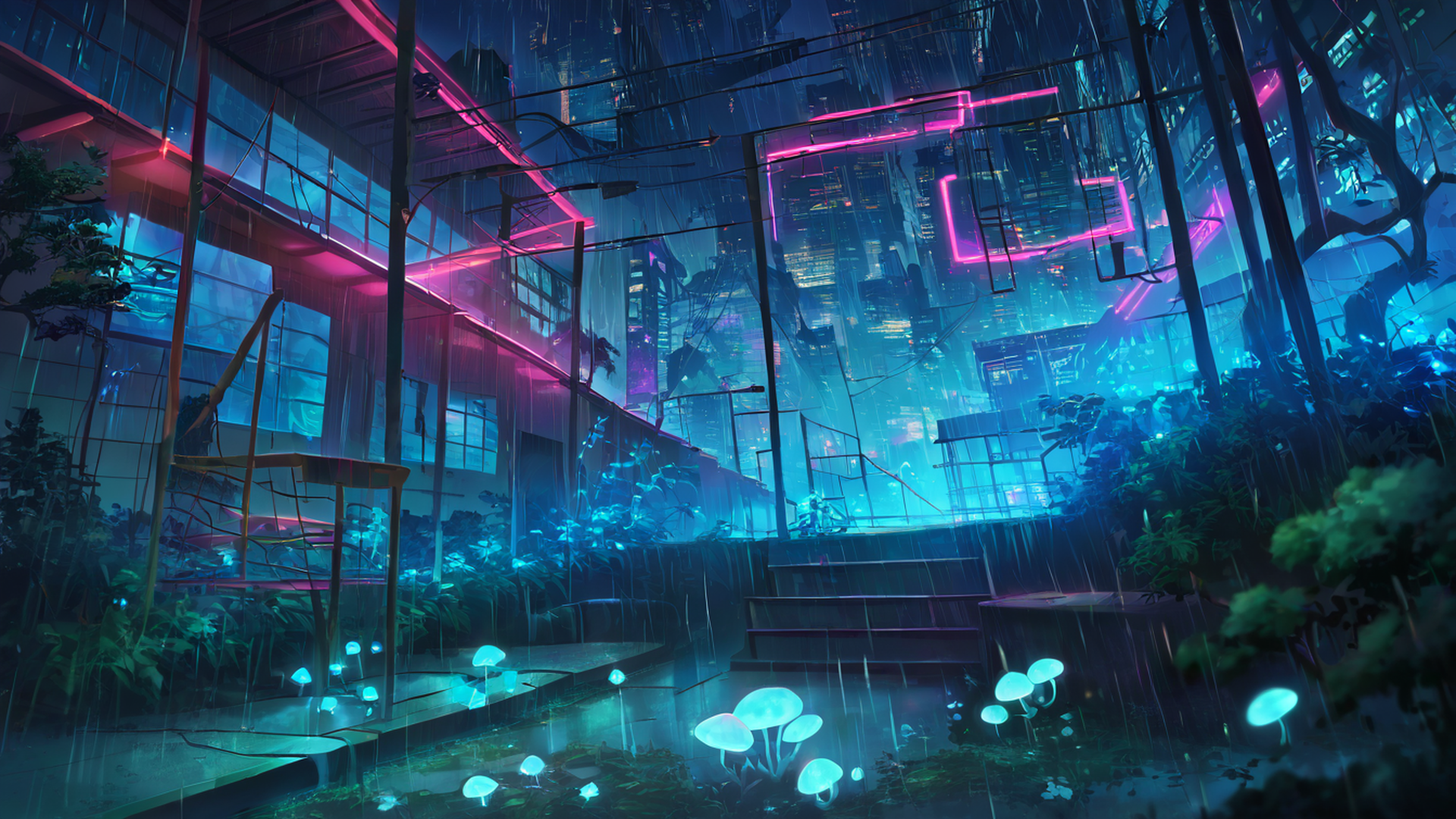 Cyberpunk Garden Cyberpunk Garden 1614096077 lofi anime wallpaper free download