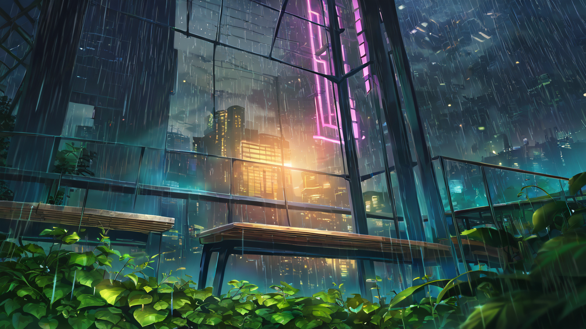Cyberpunk Garden Cyberpunk Garden 2004713672 lofi anime wallpaper free download