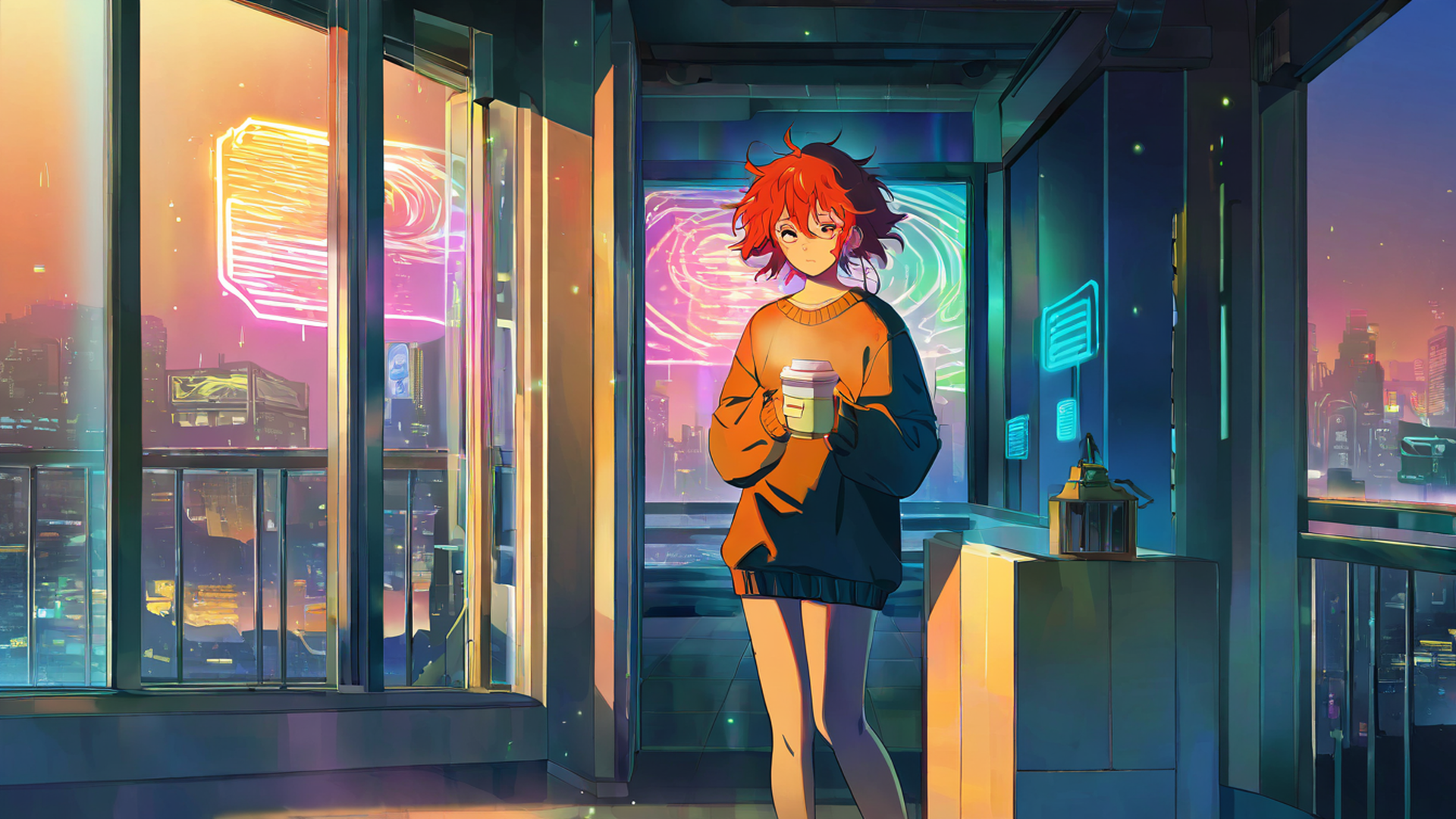 Cyberpunk Girl Balcony Cyberpunk Girl Balcony 0057144355 lofi anime wallpaper free download