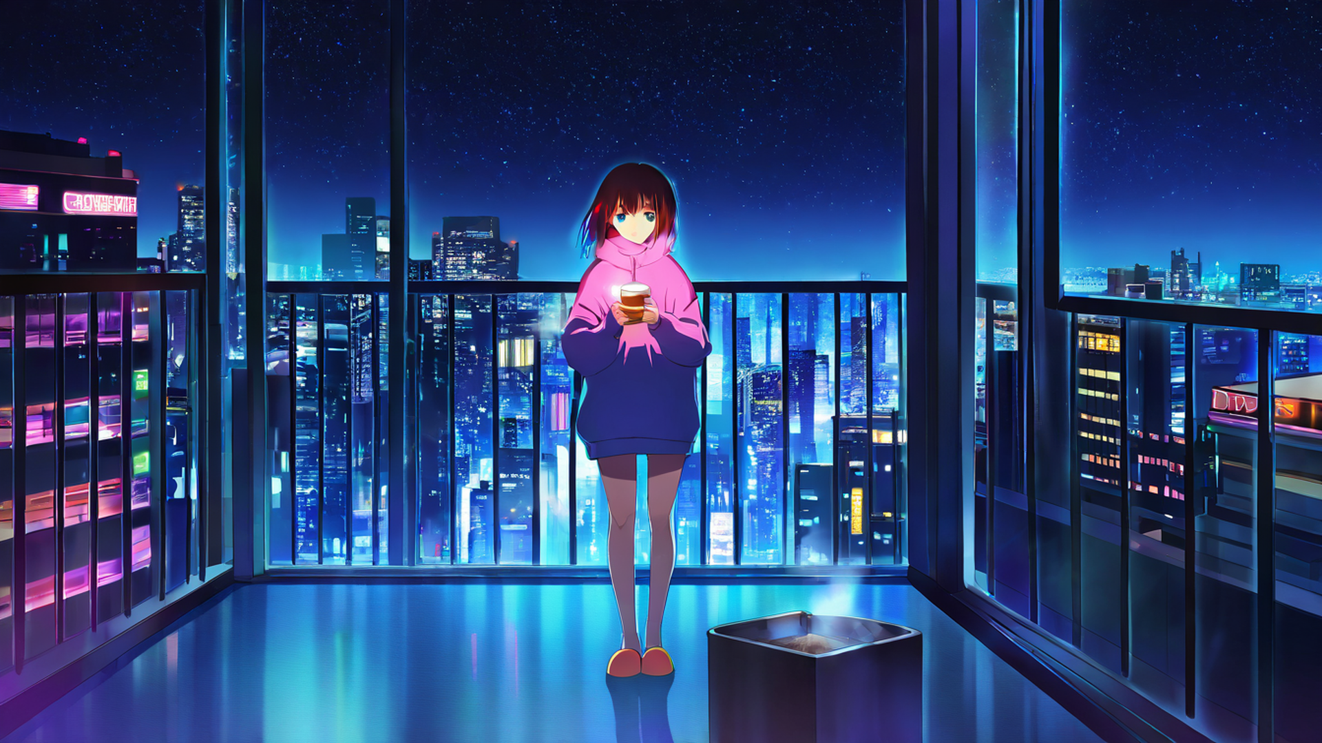 Cyberpunk Girl Balcony Cyberpunk Girl Balcony 0363311150 lofi anime wallpaper free download