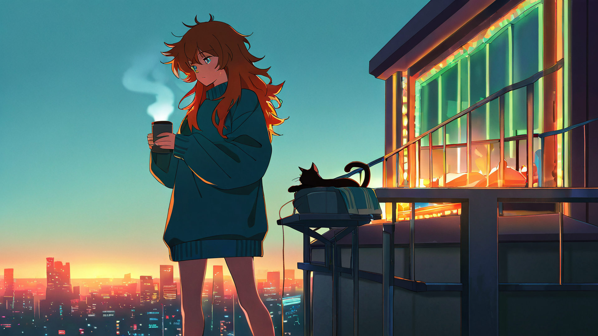 Cyberpunk Girl Balcony Cyberpunk Girl Balcony 0977050227 lofi anime wallpaper free download