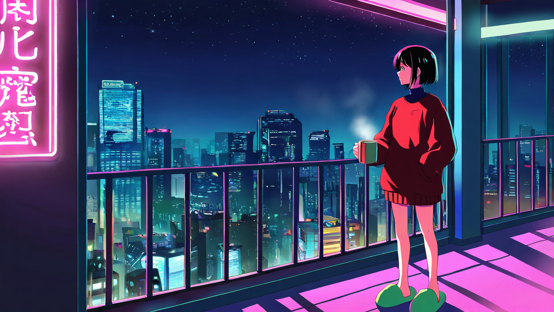 Cyberpunk Girl Balcony Cyberpunk Girl Balcony 1196319830 lofi anime wallpaper free download