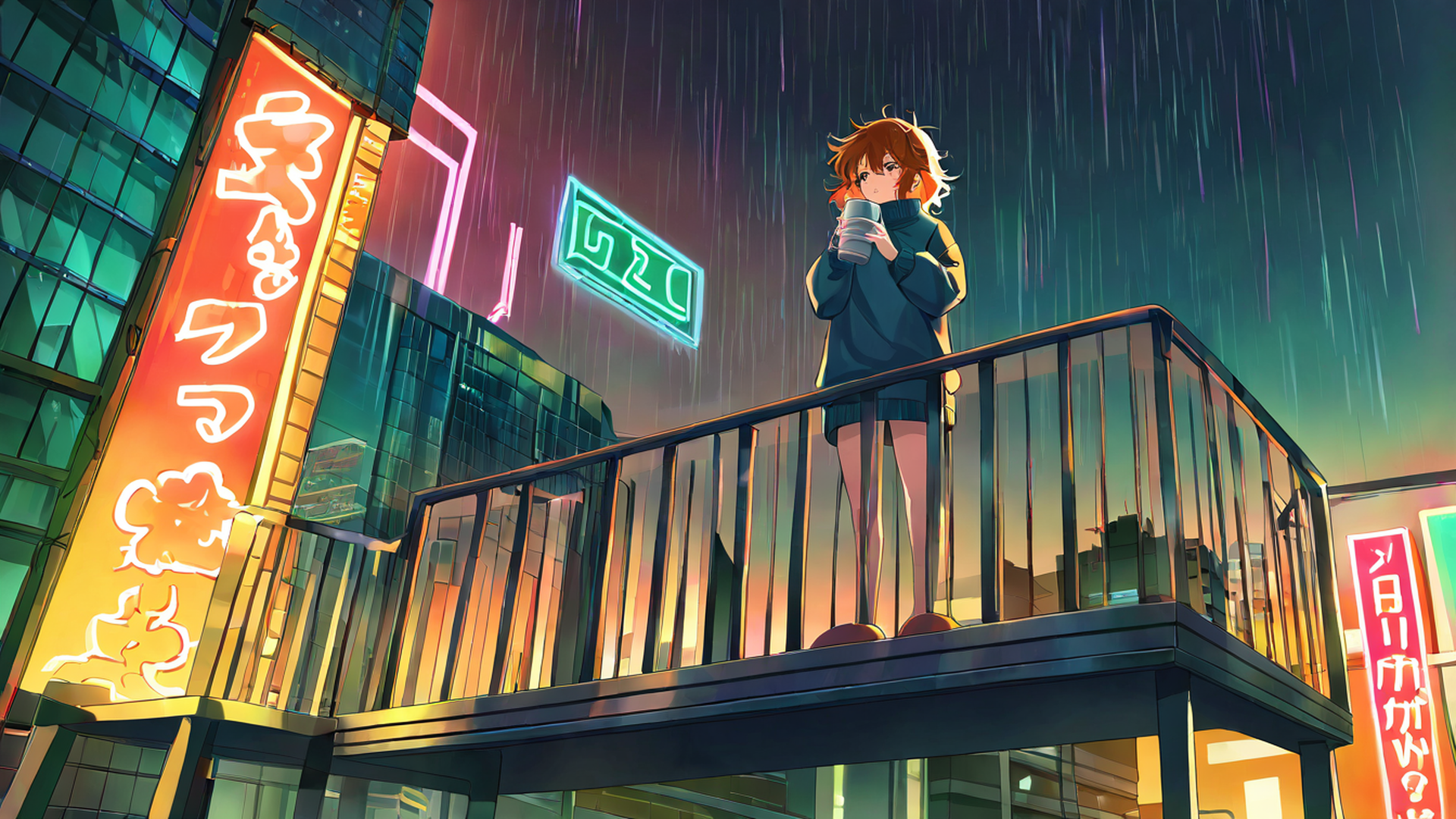Cyberpunk Girl Balcony Cyberpunk Girl Balcony 1202248635 lofi anime wallpaper free download