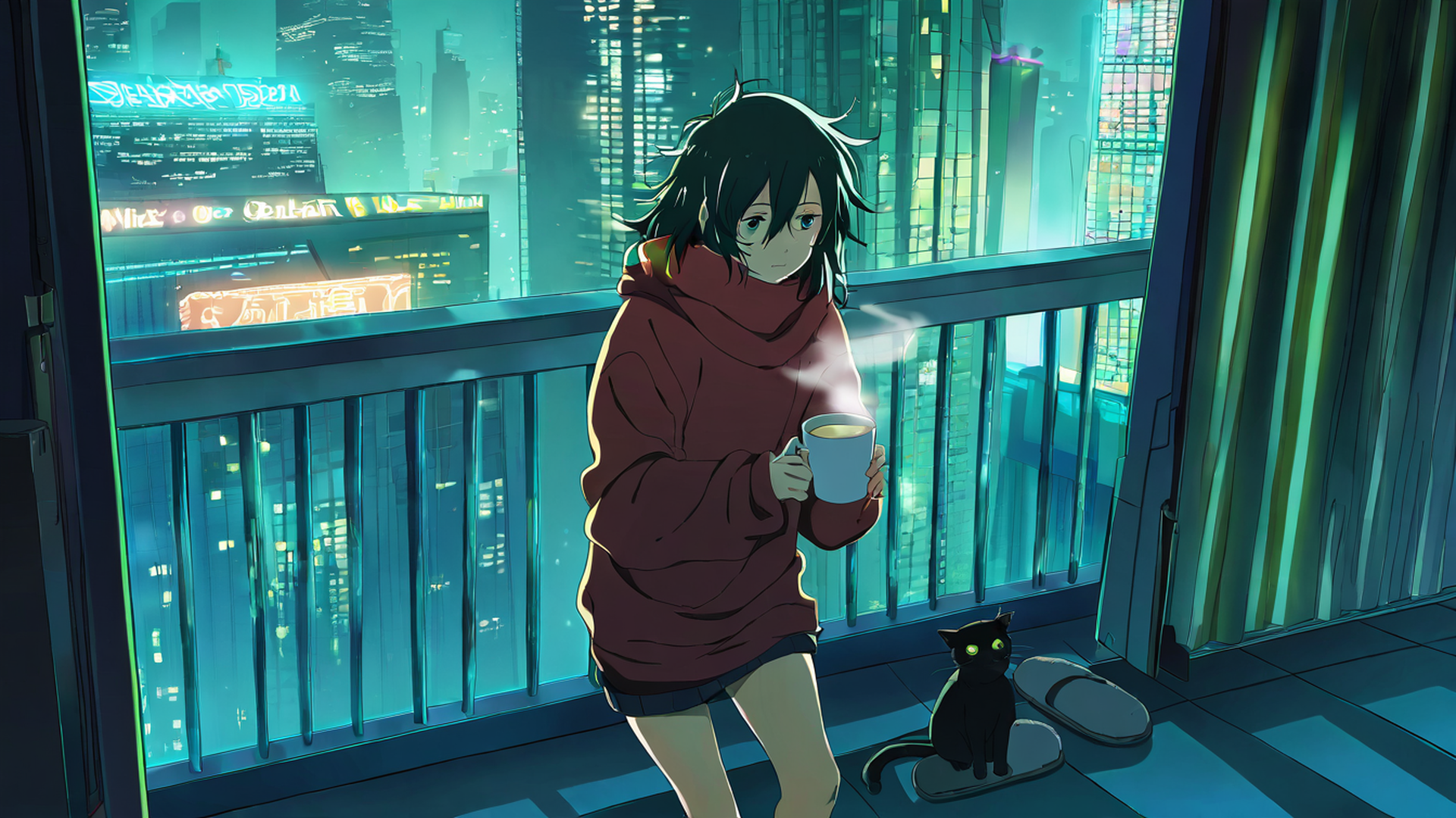 Cyberpunk Girl Balcony Cyberpunk Girl Balcony 1603910720 lofi anime wallpaper free download