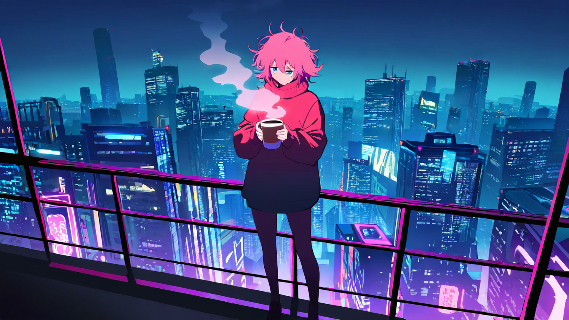 Cyberpunk Girl Balcony Cyberpunk Girl Balcony 1796922422 lofi anime wallpaper free download