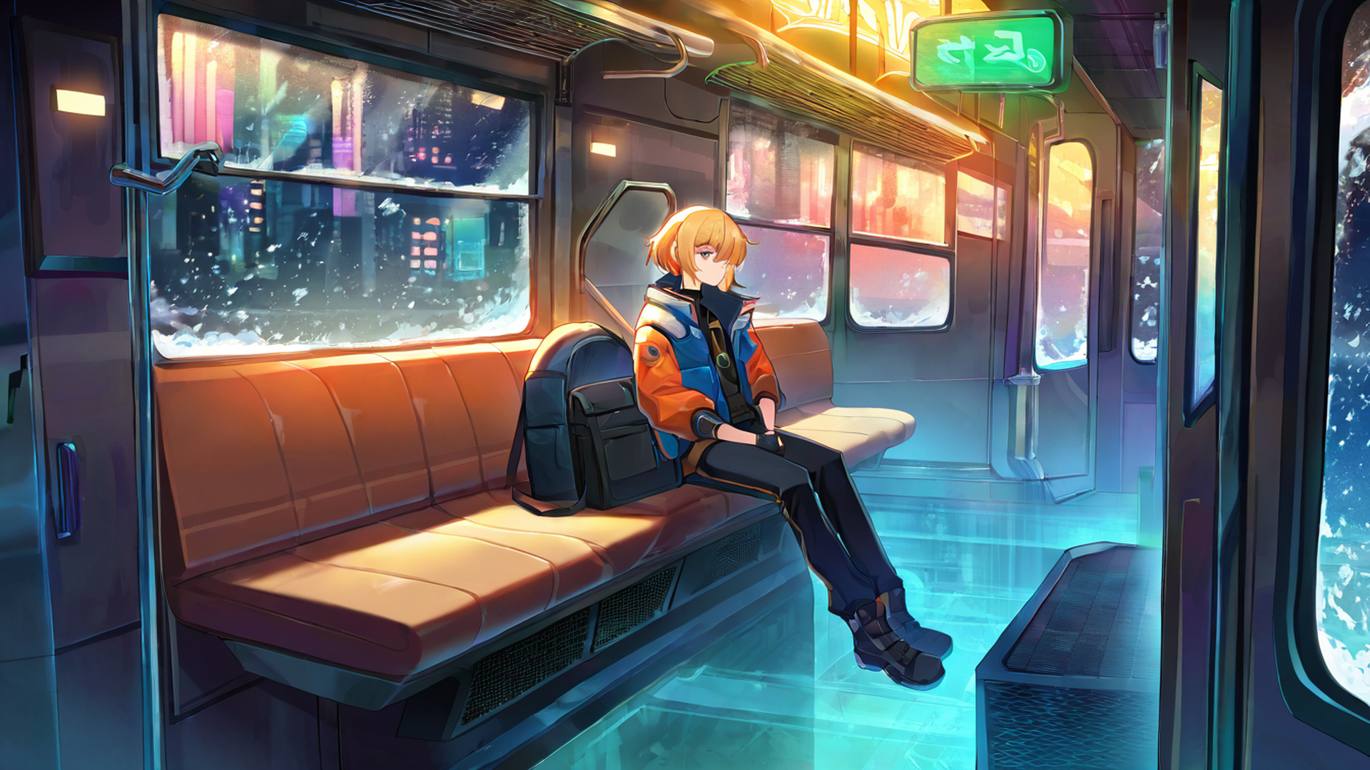 cyberpunk girl train lofi wallpaper