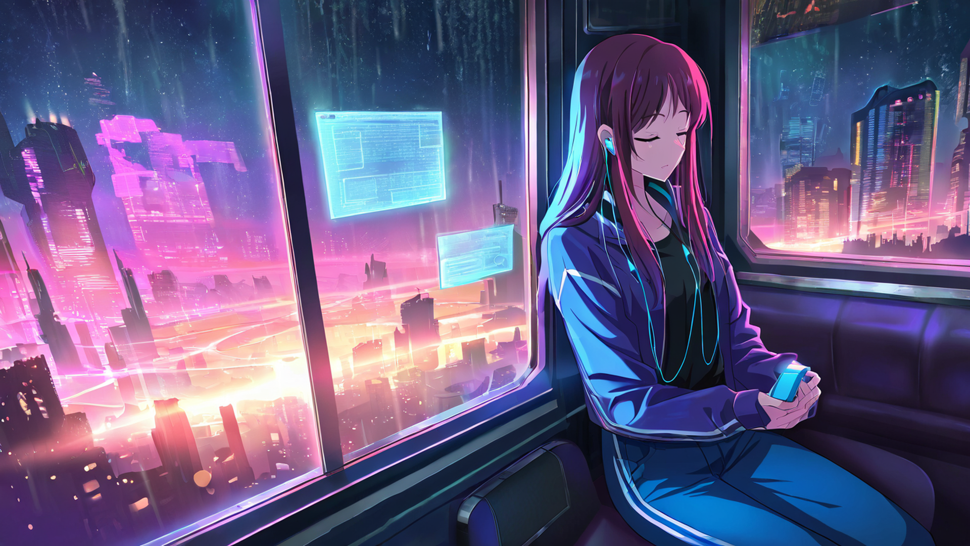 Cyberpunk Girl Train Cyberpunk Girl Train 1213340366 lofi anime wallpaper free download