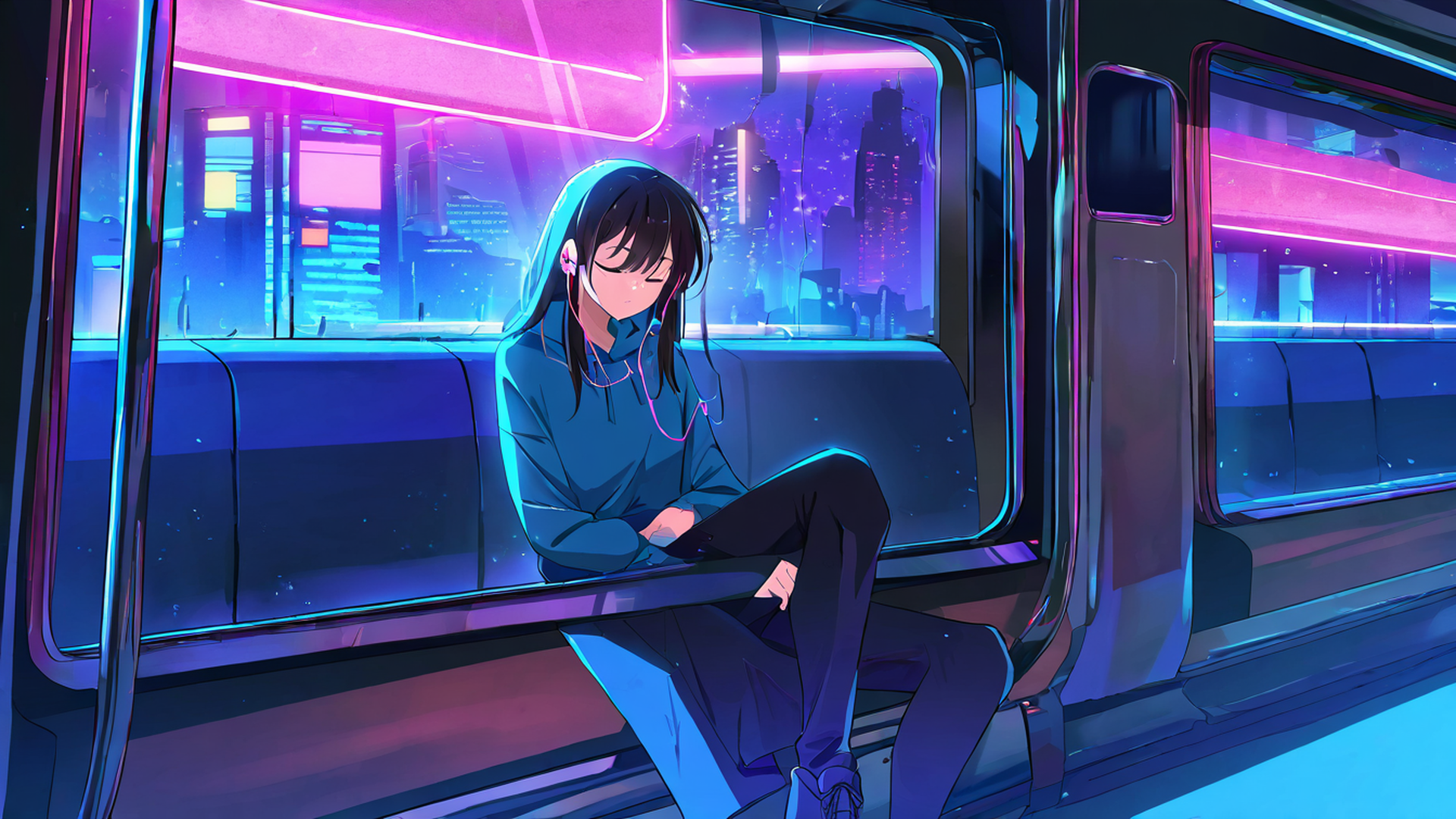 Cyberpunk Girl Train Cyberpunk Girl Train 2003751473 lofi anime wallpaper free download