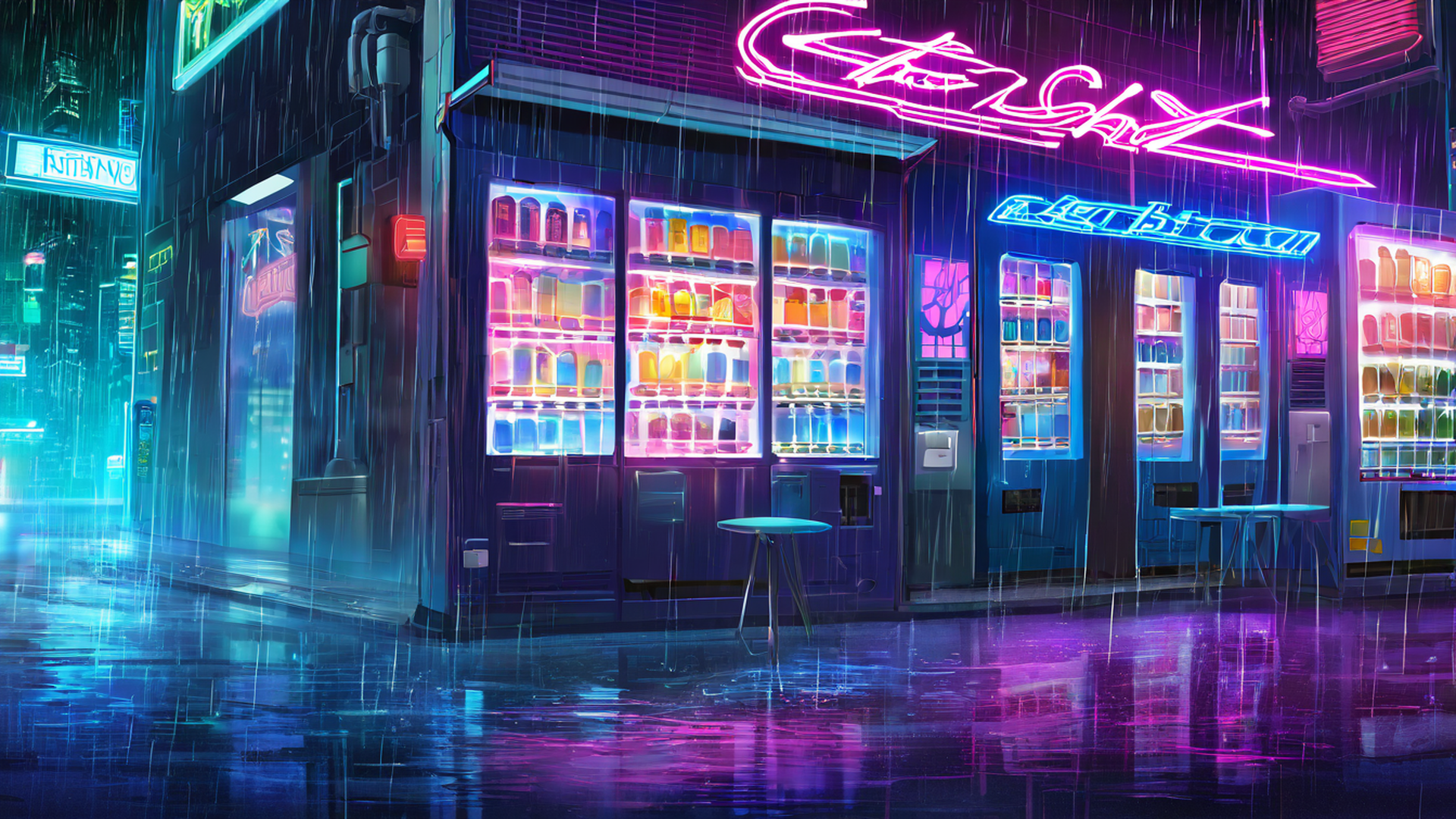 Cyberpunk Neon Rain Cyberpunk Neon Rain 0081152720 lofi anime wallpaper free download