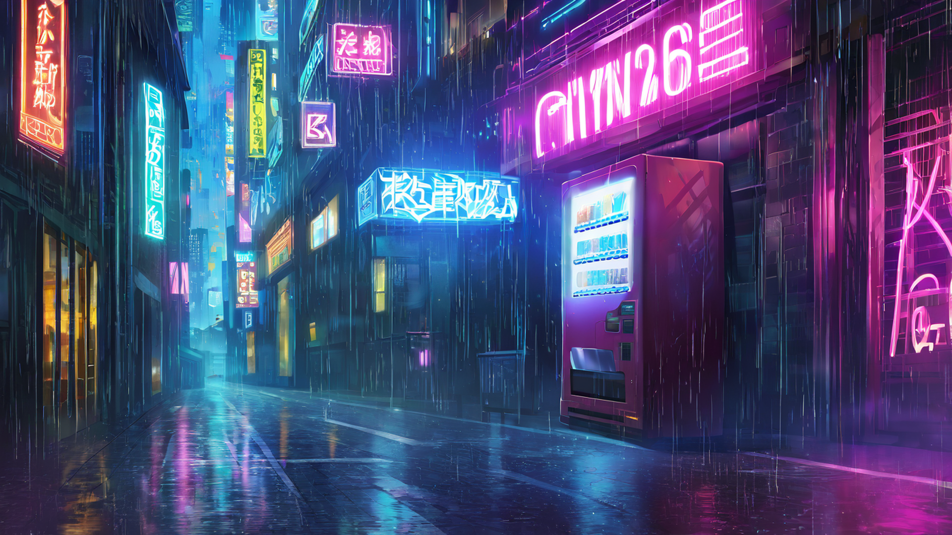 Cyberpunk Neon Rain Cyberpunk Neon Rain 0456913751 lofi anime wallpaper free download