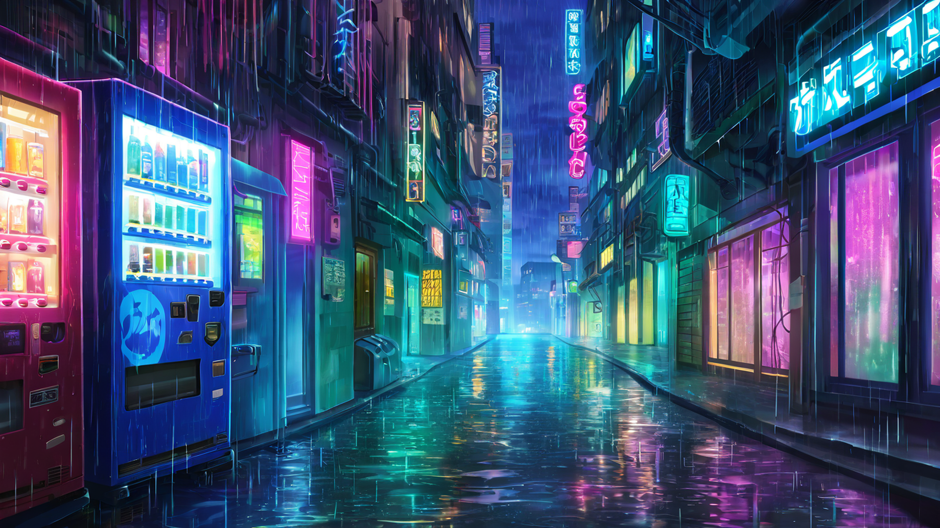 Cyberpunk Neon Rain Cyberpunk Neon Rain 0474539661 lofi anime wallpaper free download