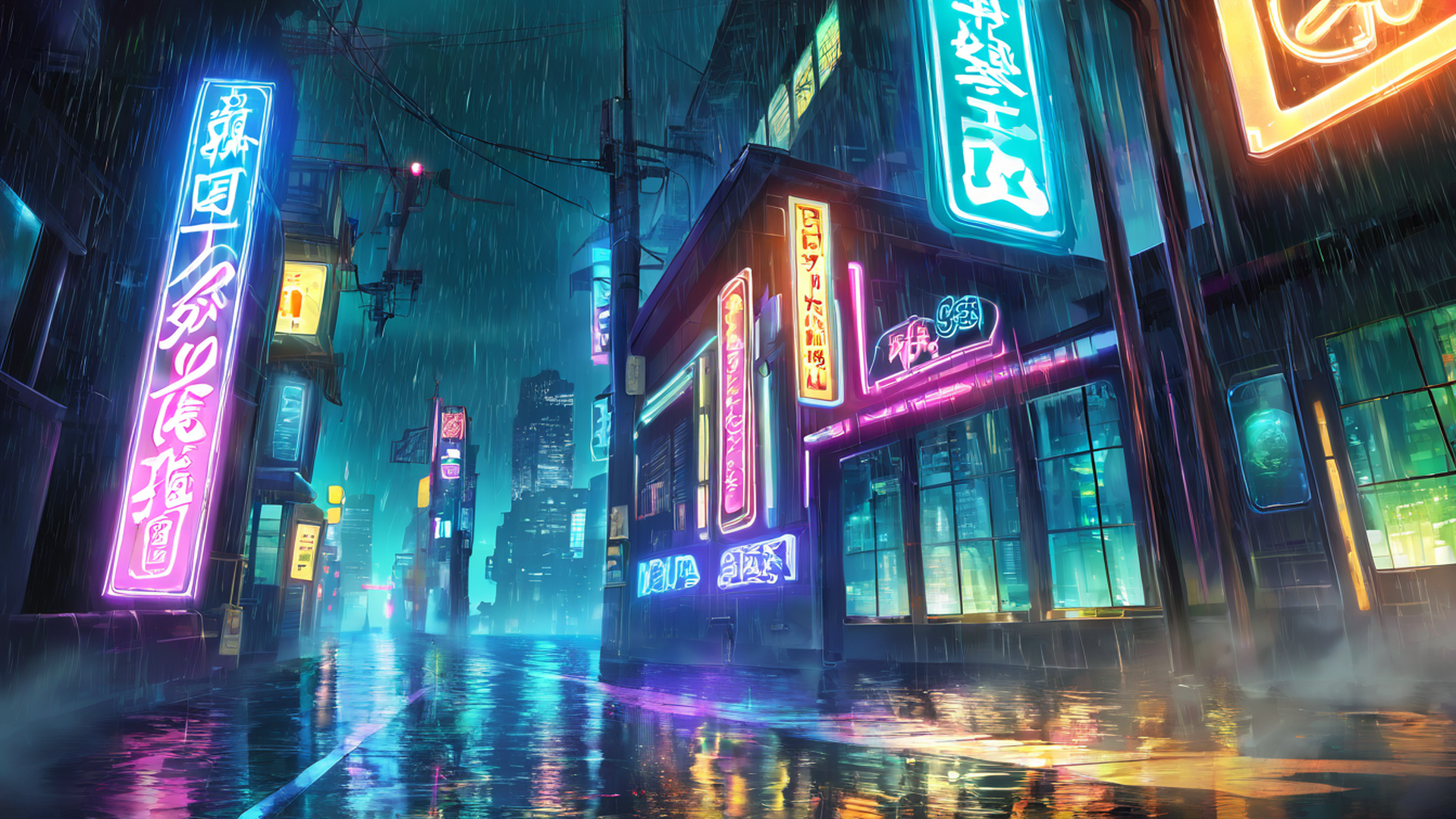 Cyberpunk Neon Rain Cyberpunk Neon Rain 0663977542 lofi anime wallpaper free download