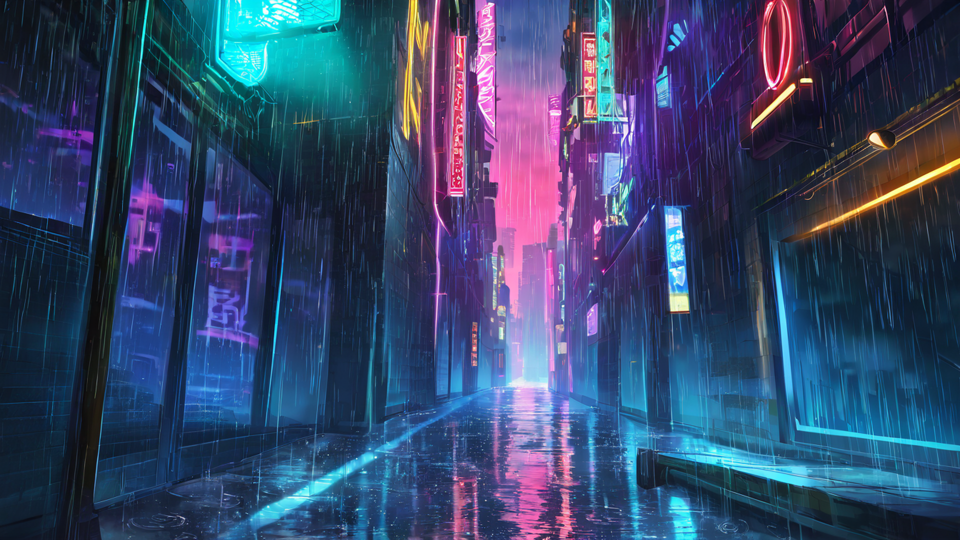 Cyberpunk Neon Rain Cyberpunk Neon Rain 0829772169 lofi anime wallpaper free download